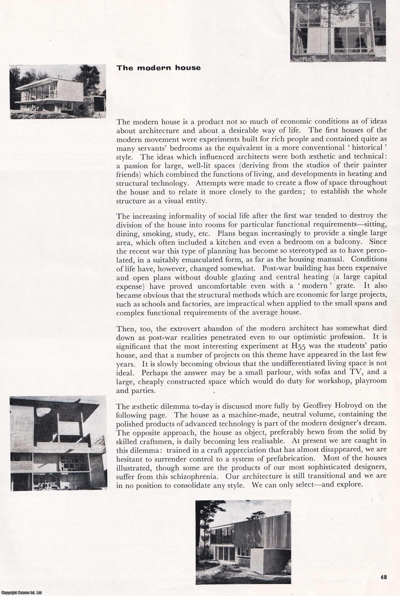HOUSING - The Modern House; ideas about architecture and a desirable way of life. Featuring numerous examples of architect designed properties. By Geoffrey Holroyd. This is an original article from The Architectural Review, 1955.