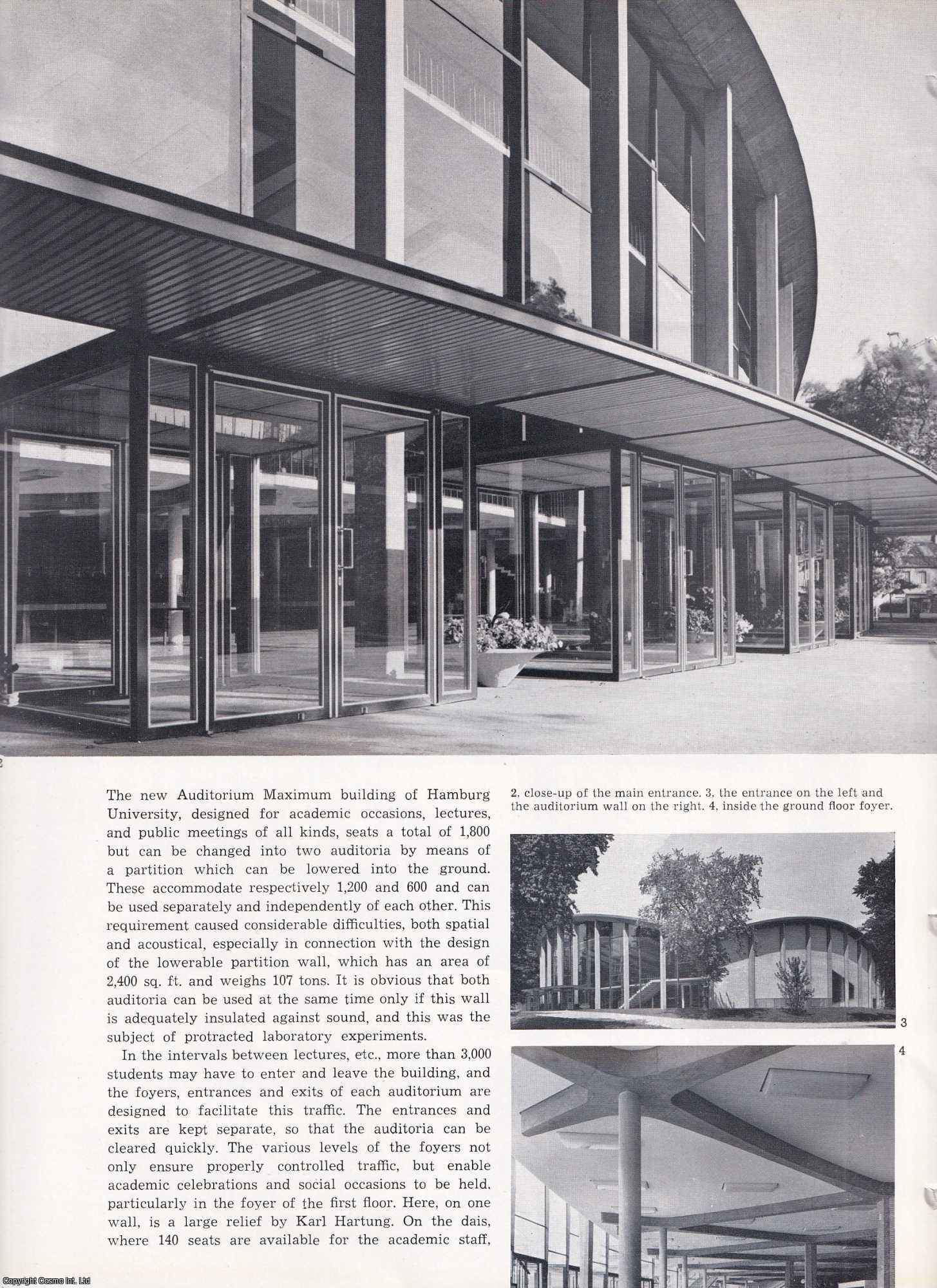 GERMANY - Auditorium Building, Hamburg University, Germany. Architect; Bernhard Hermkes. This is an original article from The Architectural Review, 1961.