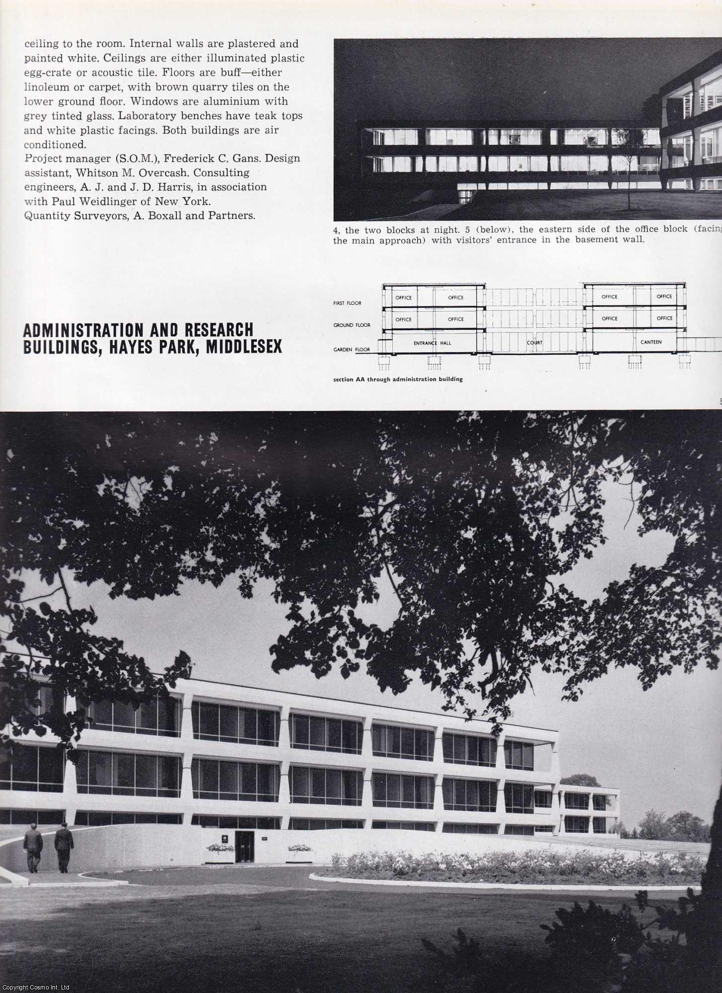 H.J. HEINZ COMPANY - Heinz Administration & Research Building, Hayes Park, Middlesex. Architects; Mathews, Ryan & Simpson. By J.M. Richards. This is an original article from The Architectural Review, 1965.