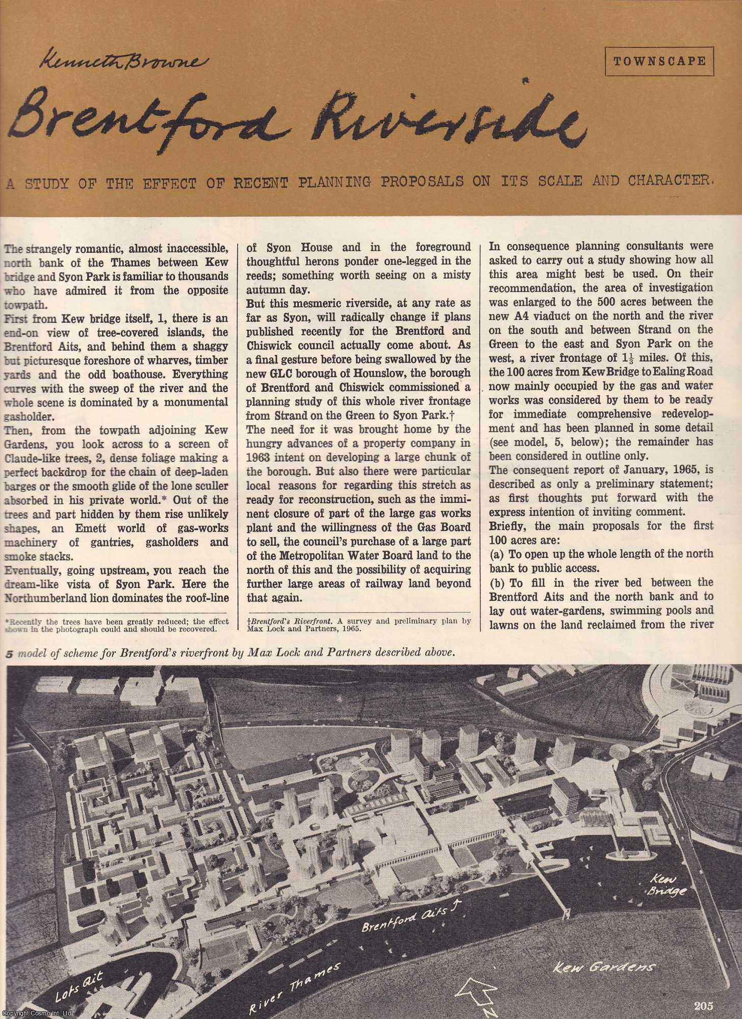 BRENTFORD - Brentford's Riverside Walk, between Kew bridge and Syon Park. By Kenneth Browne. This is an original article from The Architectural Review, 1965.