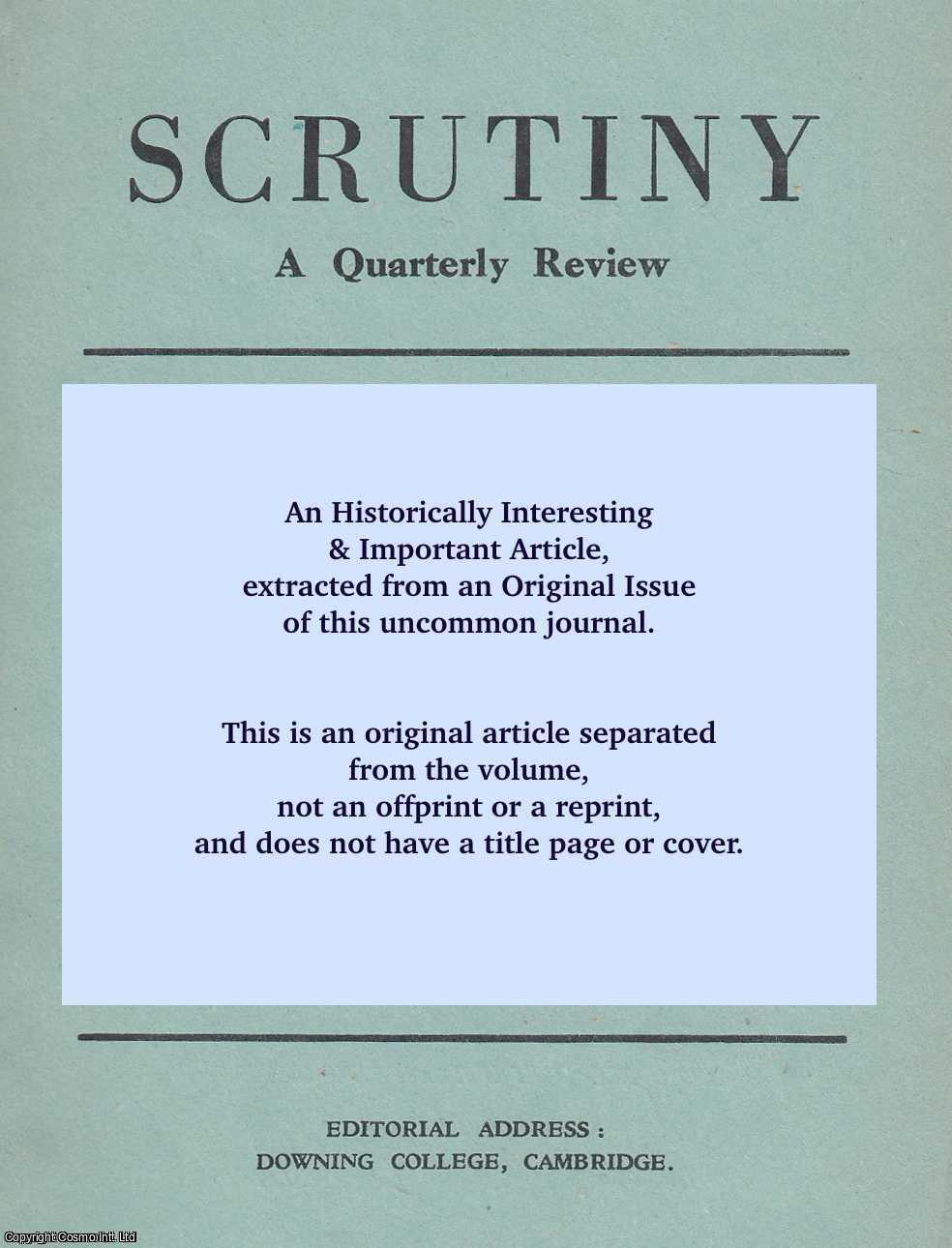 Maurice Hussey - Puritan Bunyan. A rare original article from Scrutiny Magazine, 1949.
