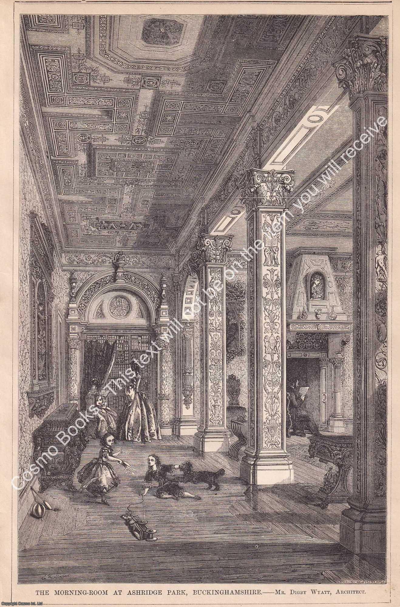 LITTLE GADDESDEN - 1860 : Ashridge Park, Buckinghamshire. The Morning Room. Digby Wyatt, Architect. An original page from The Builder. An Illustrated Weekly Magazine, for the Architect, Engineer, Archaeologist, Constructor, & Art-Lover.