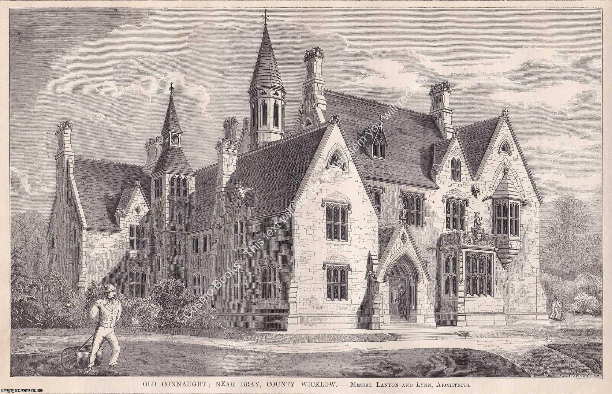 OLD CONNA - 1859 : Old Connaught; near Bray, County Wicklow. Layton & Lynn, Architects. An original page from The Builder. An Illustrated Weekly Magazine, for the Architect, Engineer, Archaeologist, Constructor, & Art-Lover.
