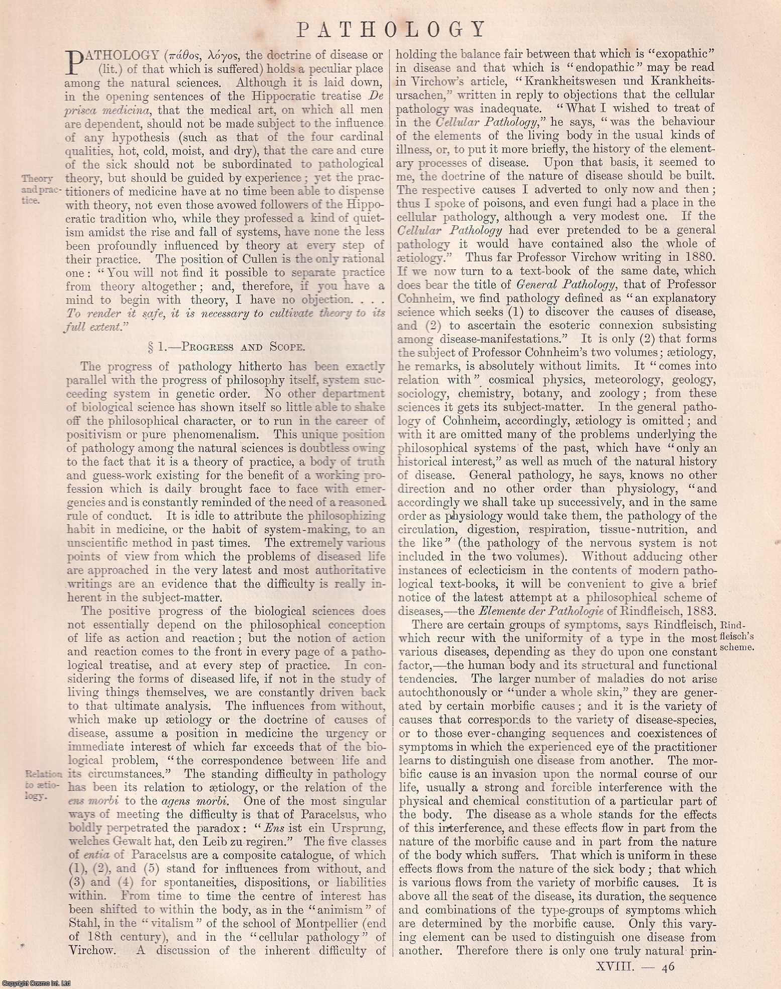 Charles Creighton - 1885 : Pathology, the doctrine of disease. An original article from the Encyclopaedia Britannica, 1885.