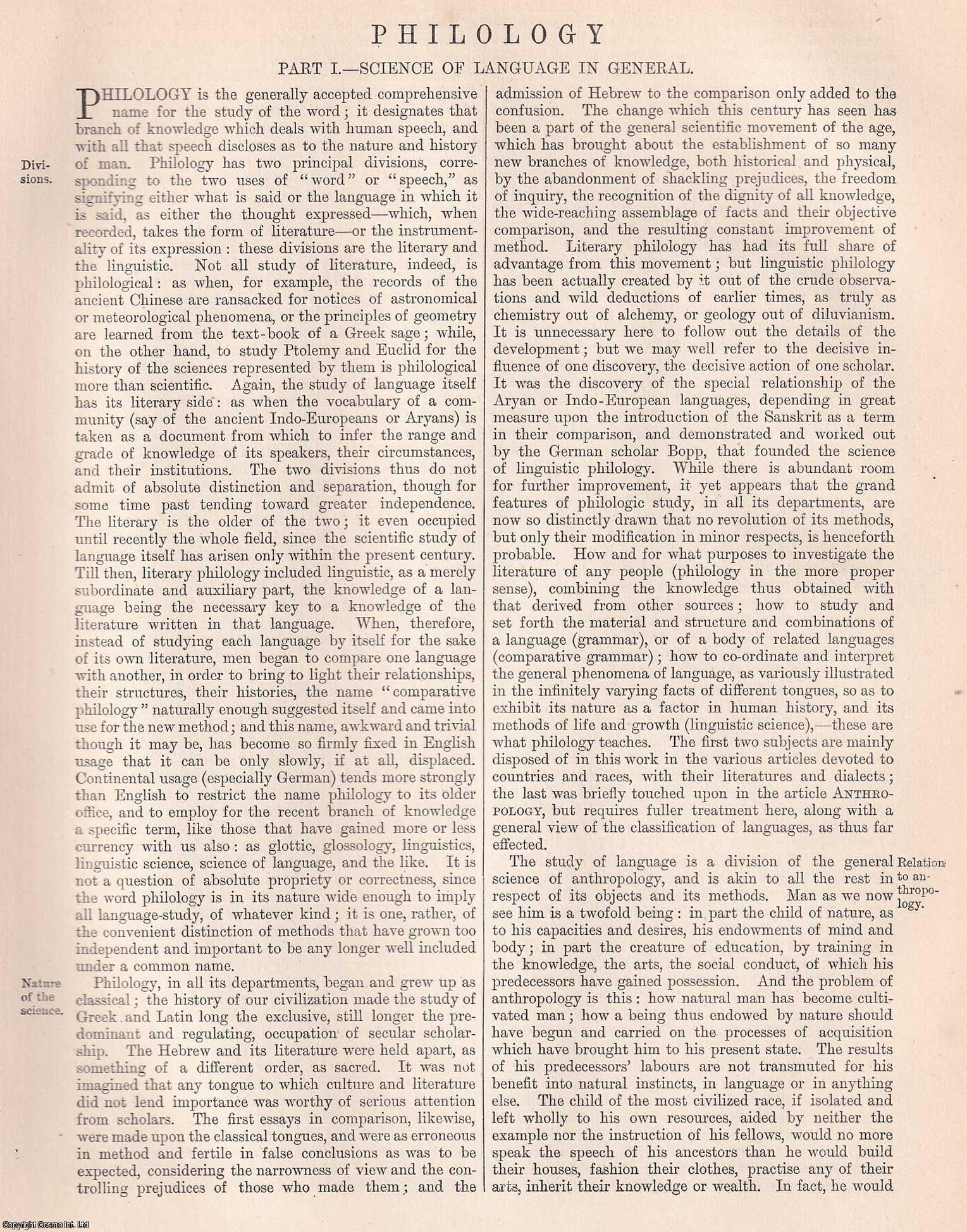 G. Eduard Sievers, Prof. of German Languages - 1885 : Philology, the Science of Language. An original article from the Encyclopaedia Britannica, 1885.