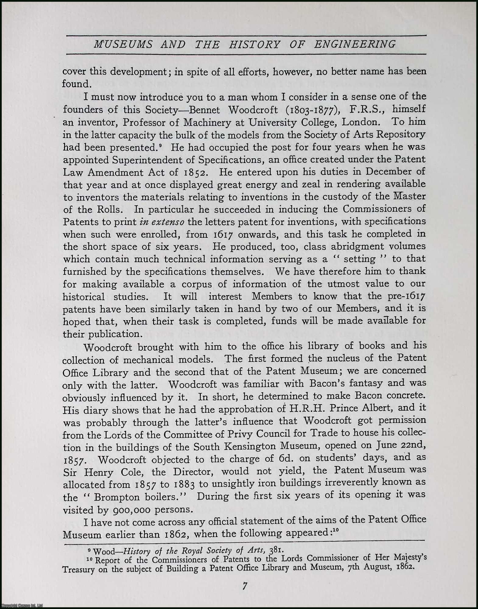 H.W. Dickinson - Museums and their relation. This is an uncommon original article from the The Newcomen Society Transactions, 1934.