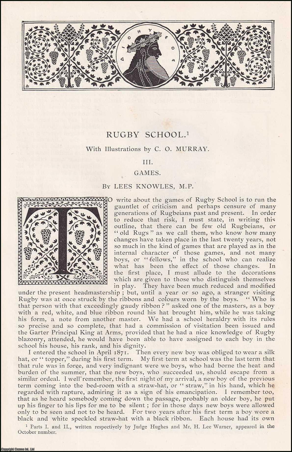 Lees Knowles, illustrations by C.O. Murray - Rugby School; Games. An original article from the English Illustrated Magazine, 1892.