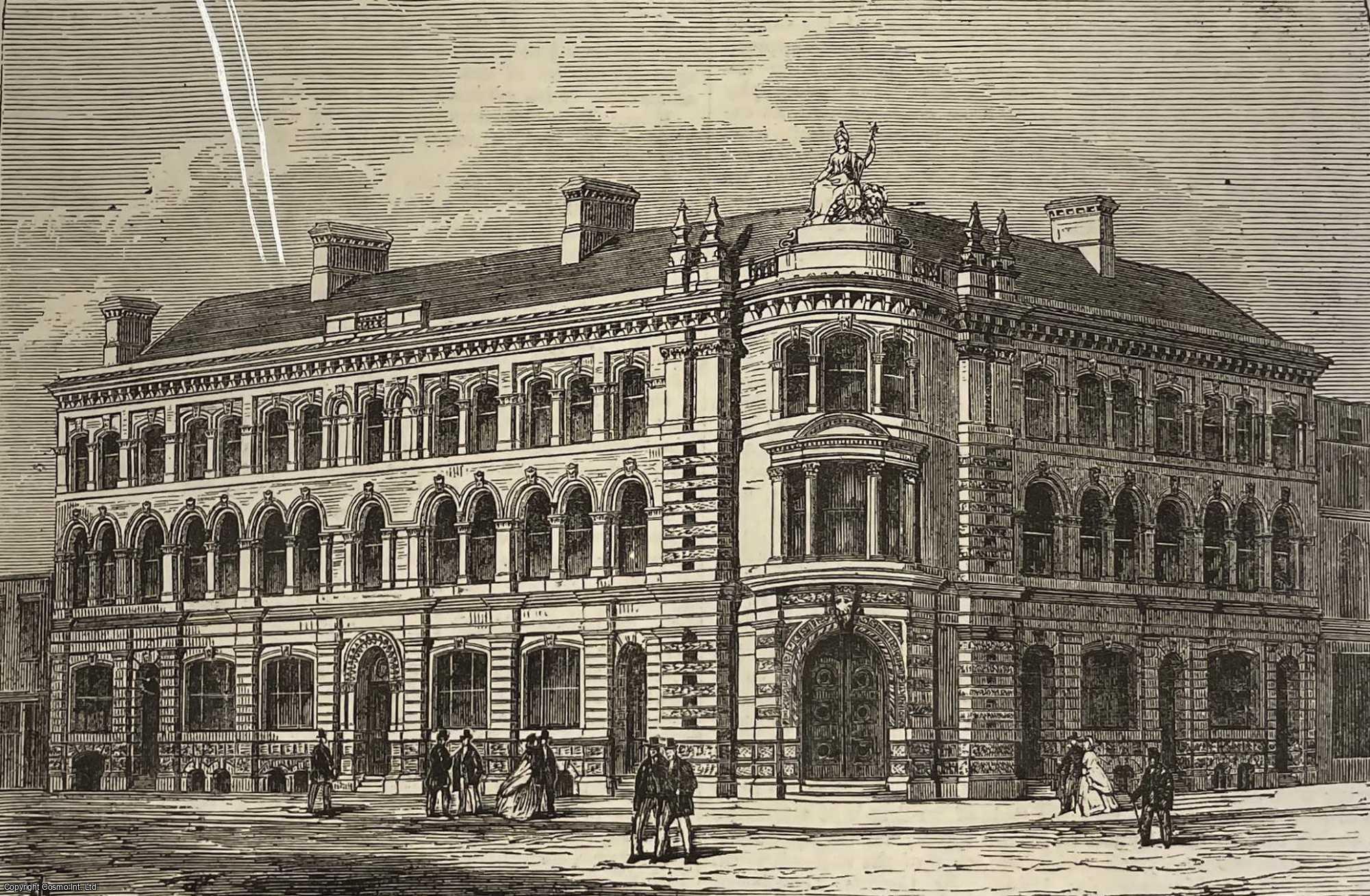 HULL - New Exchange Buildings, Hull. An original print from the Illustrated London News, 1866.