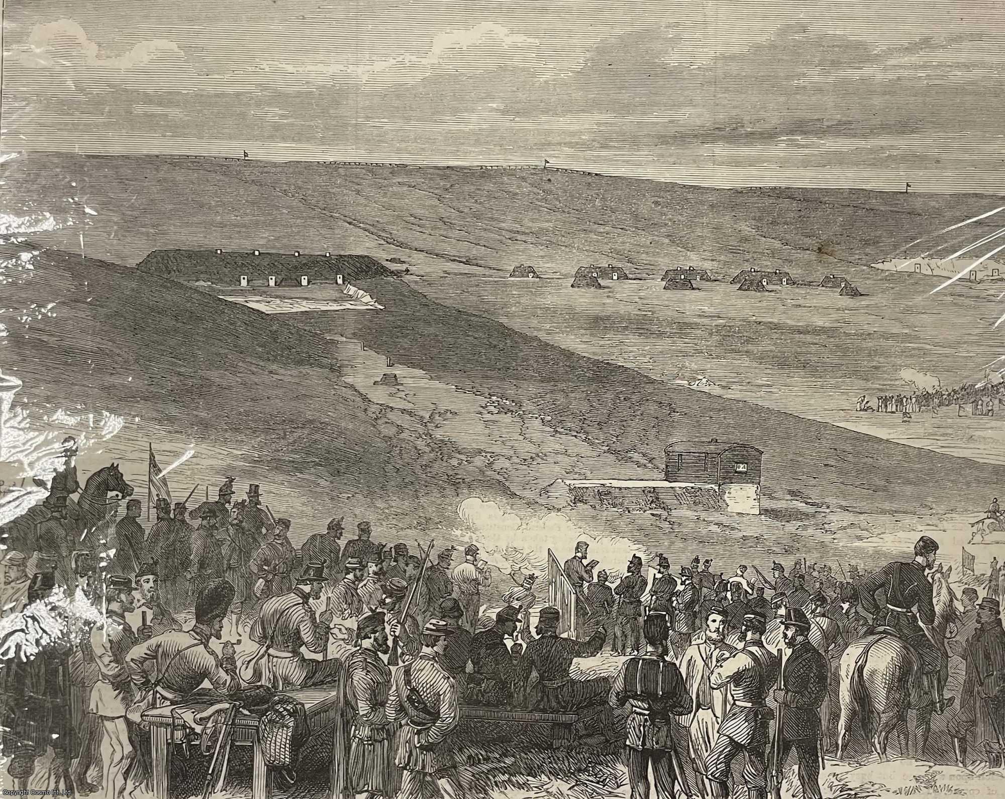 BRIGHTON - The Volunteers at Brighton: Shooting for the Town Prizes at the Sheepcote Battery. An original print from the Illustrated London News, 1866.