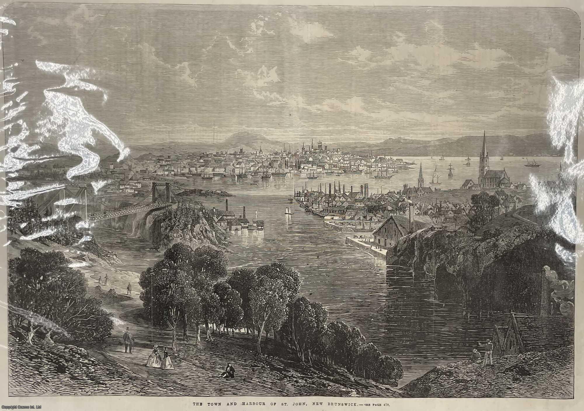 CANADA - The Town and Harbour of St. John, New Brunswick. An original print from the Illustrated London News, 1866.