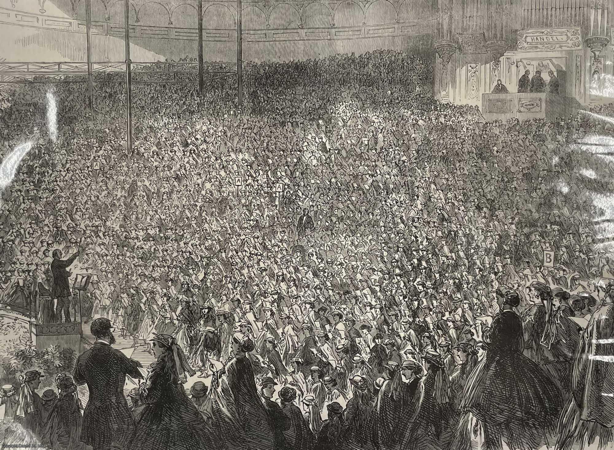 LONDON - The Annual Choral Meeting of Metropolitan Schools at the Crystal Palace. An original print from the Illustrated London News, 1866.