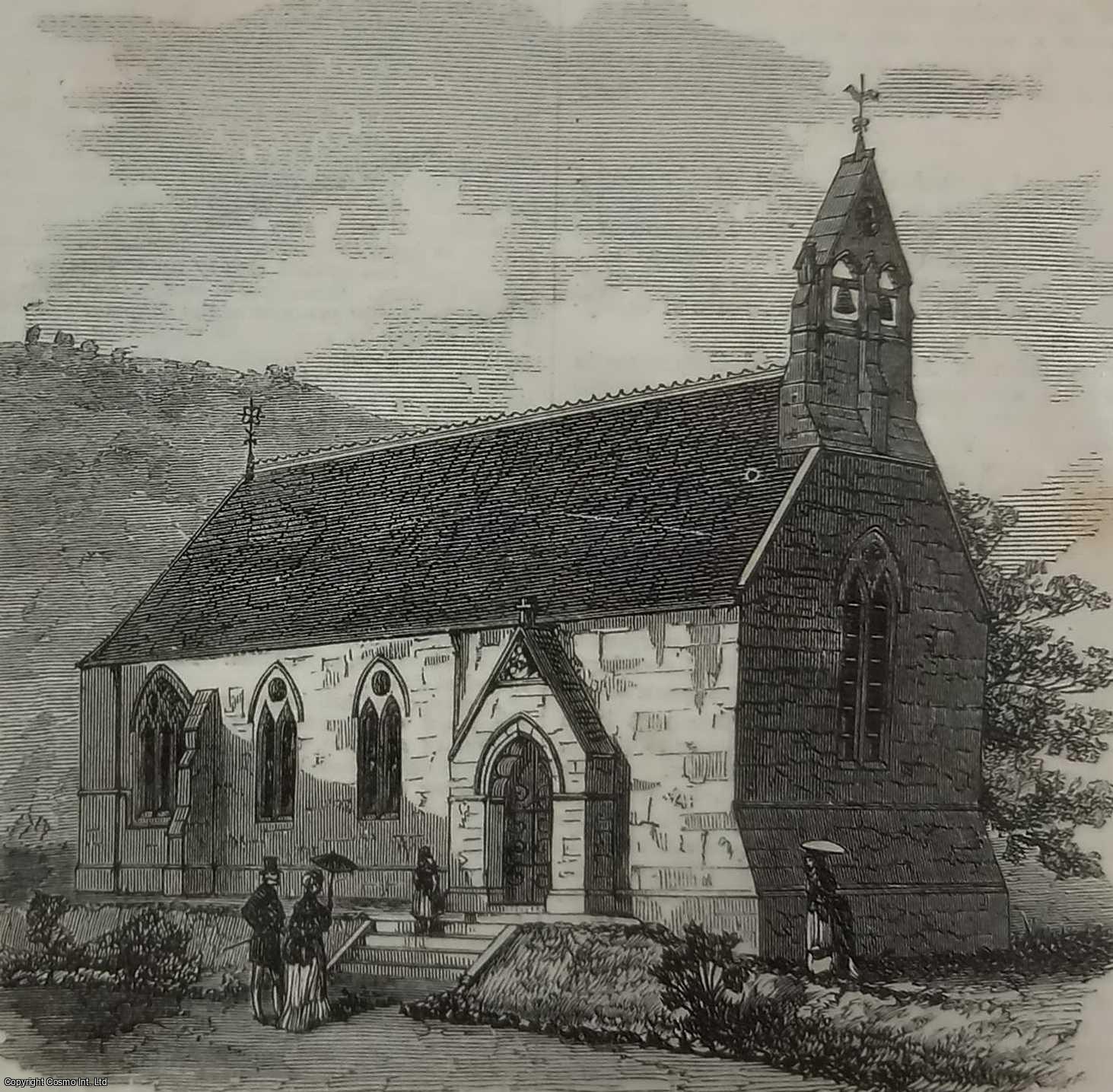 GERMANY - Holy Trinity Church, Wildbad, Wurtemberg. An original print and short accompanying article from the Illustrated London News, 1869.