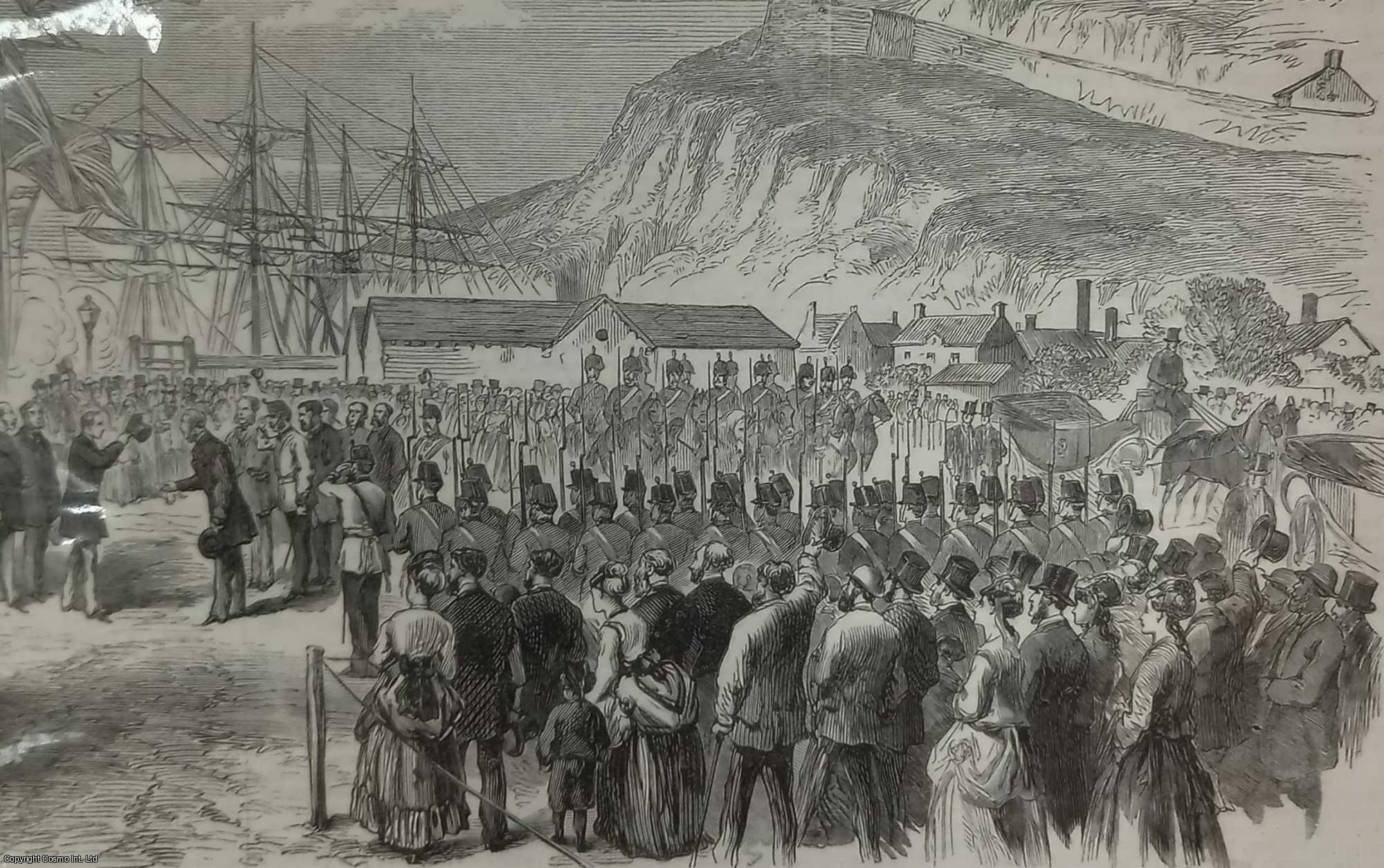 CANADA - Landing of Prince Arthur at Quebec. An original print from the Illustrated London News, 1869.