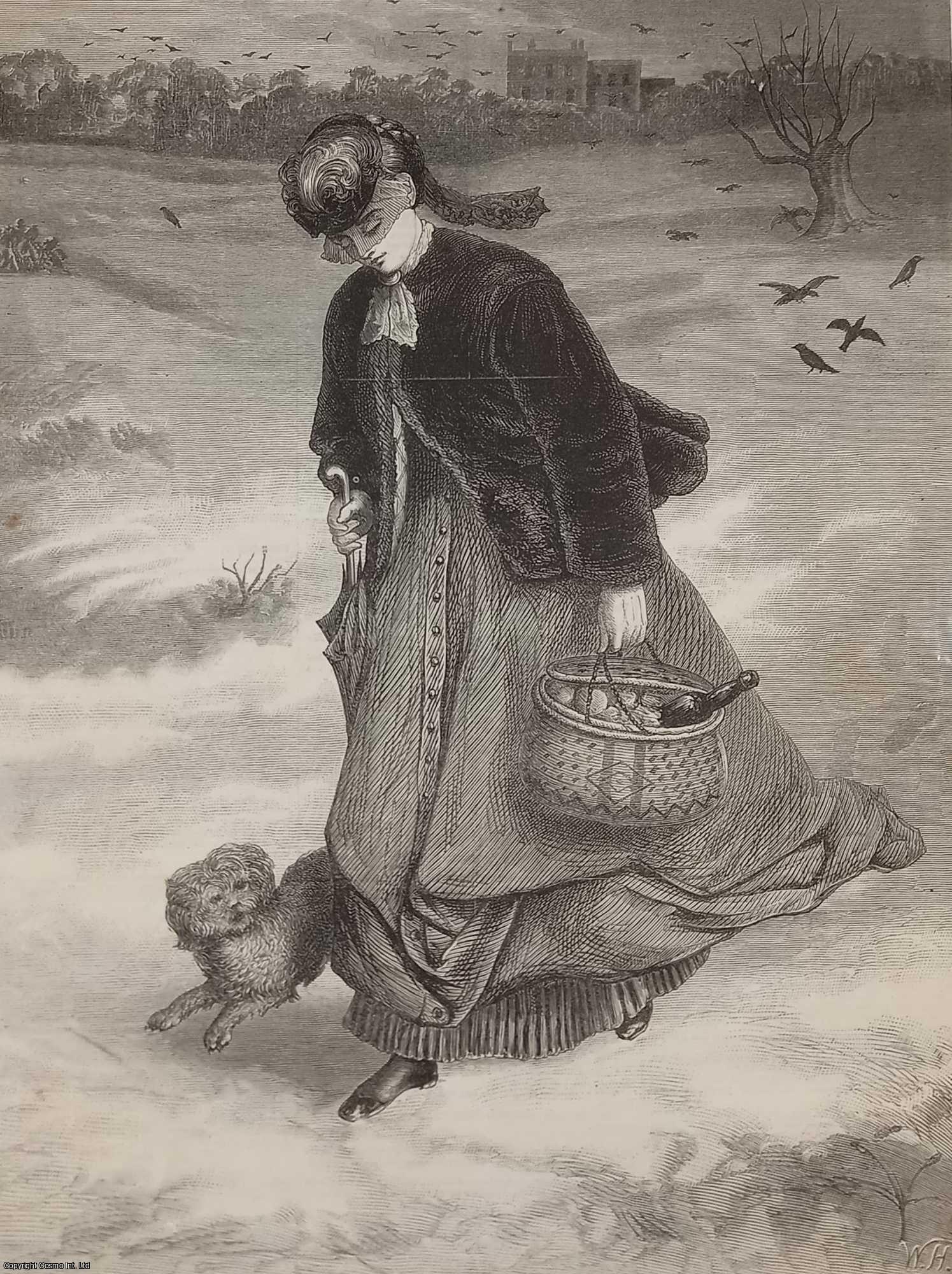 FROM A PAINTING BY G. POPE - Christmas Charities' by G. Pope. An original print from the Illustrated London News, 1869.