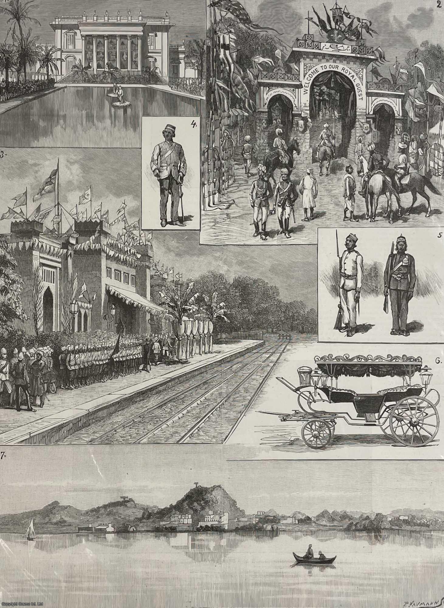 FROM SKETCHES BY MR E.H. DWANE - The Visit to Hyderabad: Prince Albert Victor in India. An original print from the Illustrated London News, 1889.