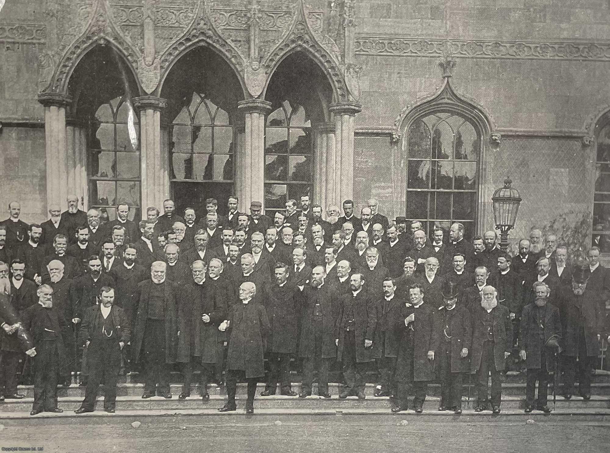 FROM A PHOTOGRAPH BY RUSSELL AND SONS, BAKER STREET - The Church and Dissent: Visit of Nonconformist Ministers to the Archbishop of York at Bishopthorpe, August 8th, 1895. An original print from the Illustrated London News, 1895.