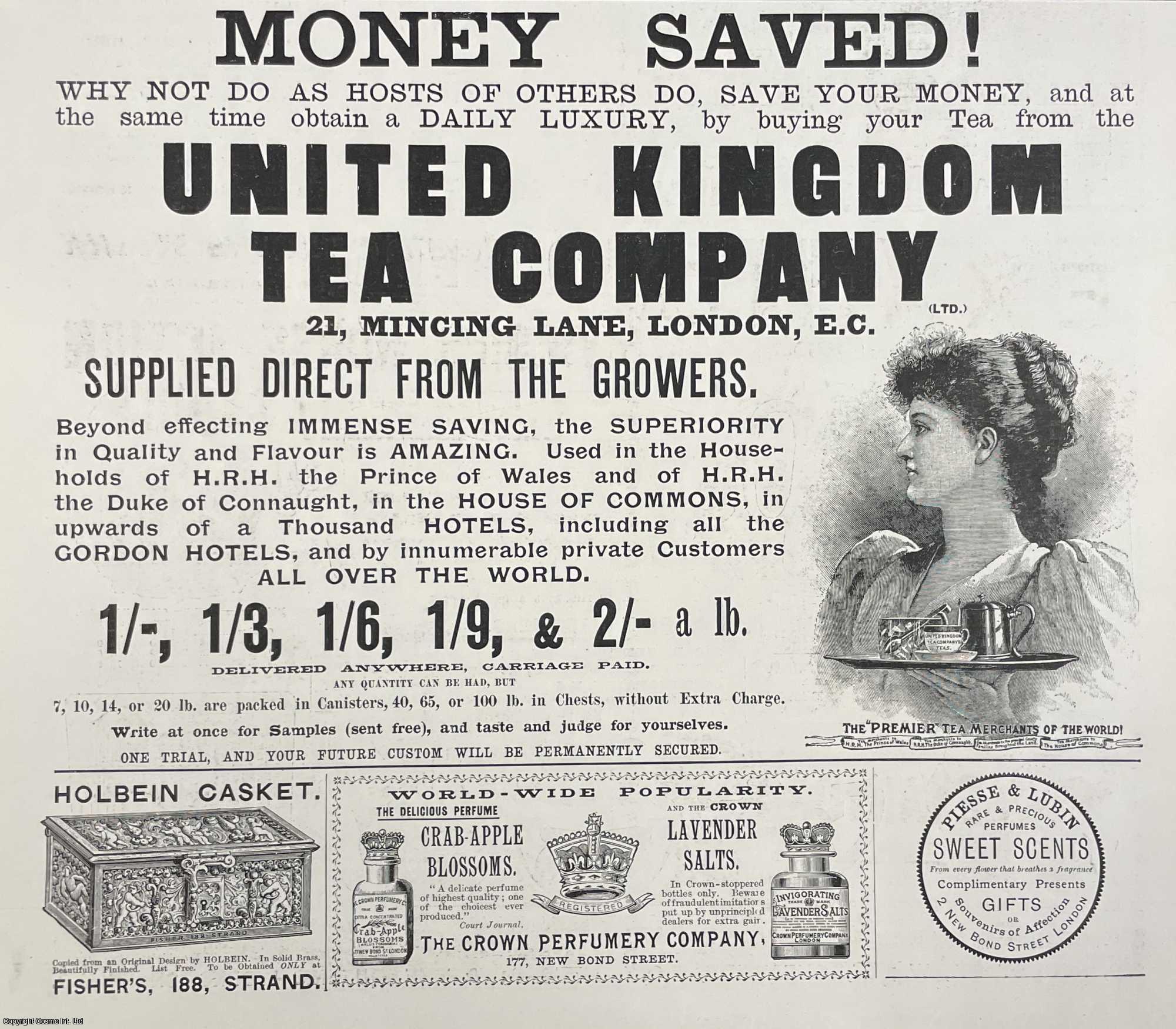 ADVERTISING - United Kingdom Tea Company, Mincing Lane, London. An original print from the Illustrated London News, 1895.