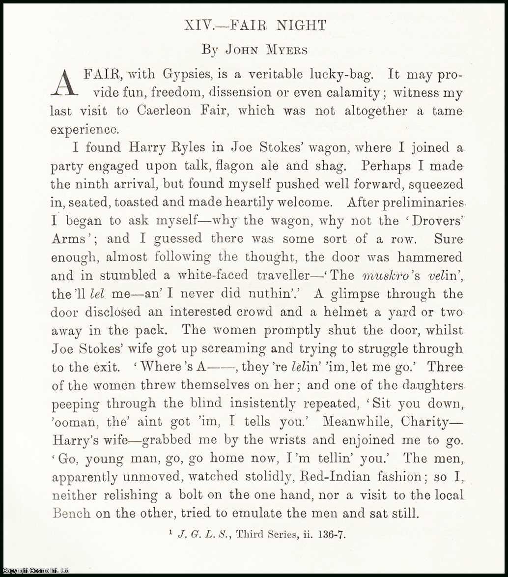 John Myers - Fair Night; Caerleon Fair. An uncommon original article from the Journal of the Gypsy Lore Society, 1928.