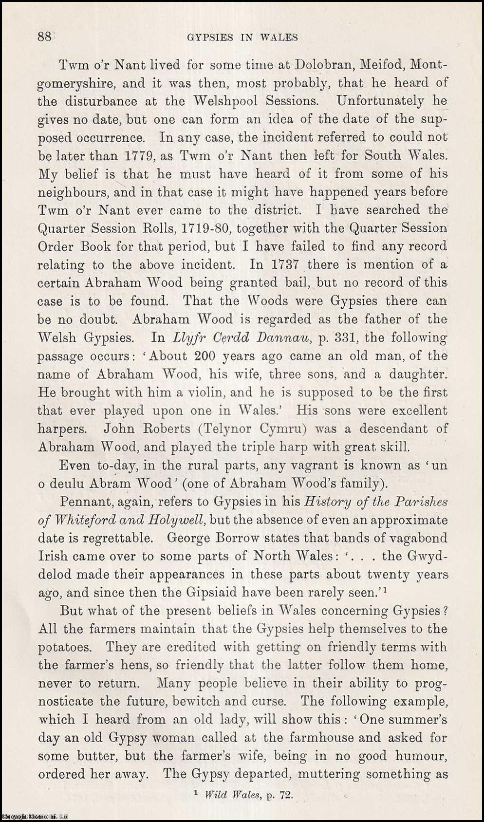 R.W. Jones - Gypsies in Wales. An uncommon original article from the Journal of the Gypsy Lore Society, 1930.