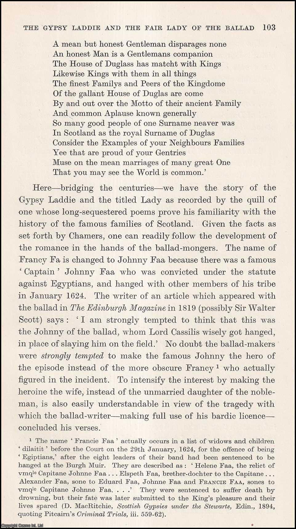Davidson Cook - The Gypsy Laddie and the Fair Lady of the Ballad. An uncommon original article from the Journal of the Gypsy Lore Society, 1936.
