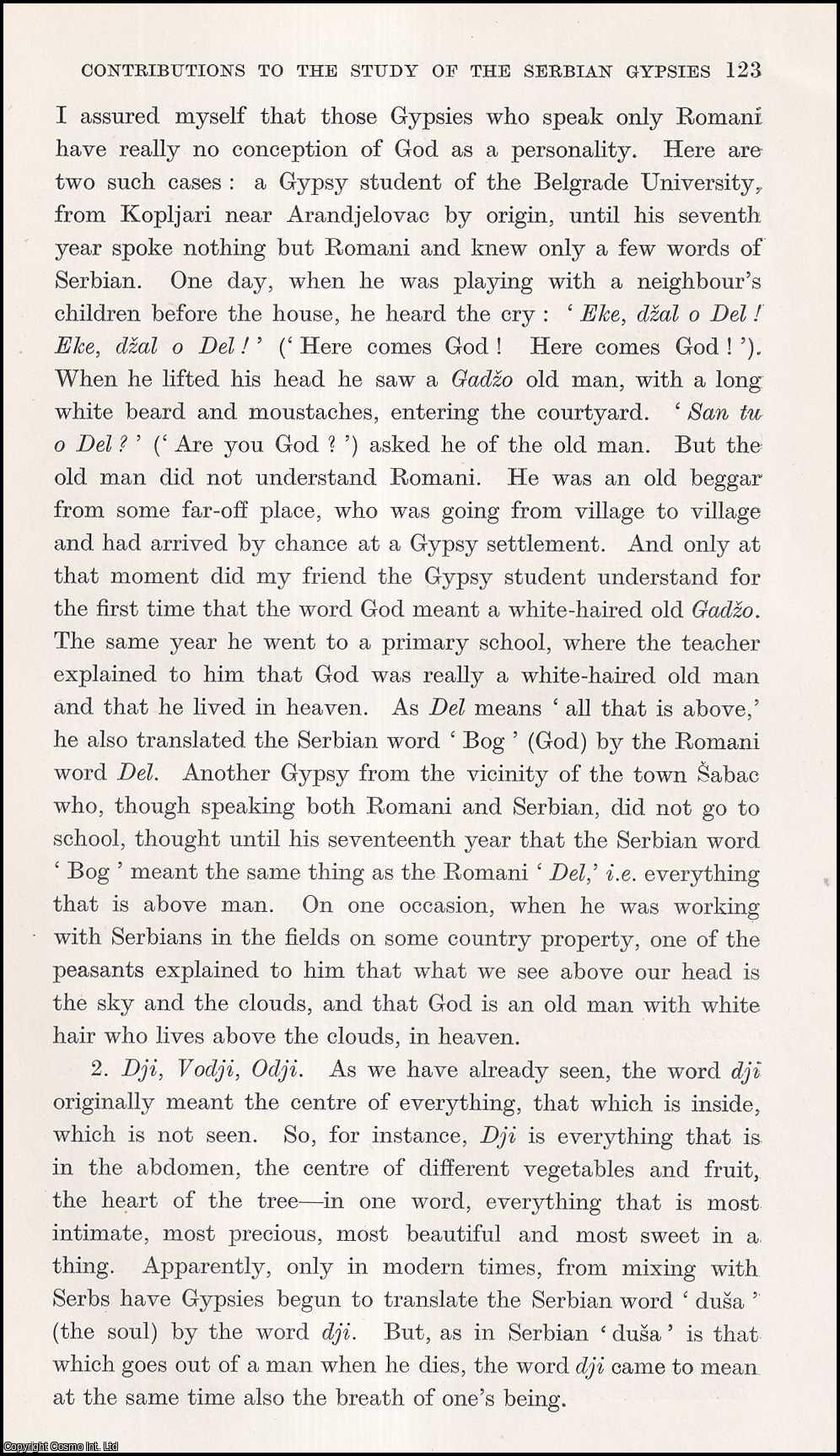 Alexander Petrovic - The Old and the New Religion; Contributions (part 12) to the Studies of Serbian Gypsies. An uncommon original article from the Journal of the Gypsy Lore Society, 1939.