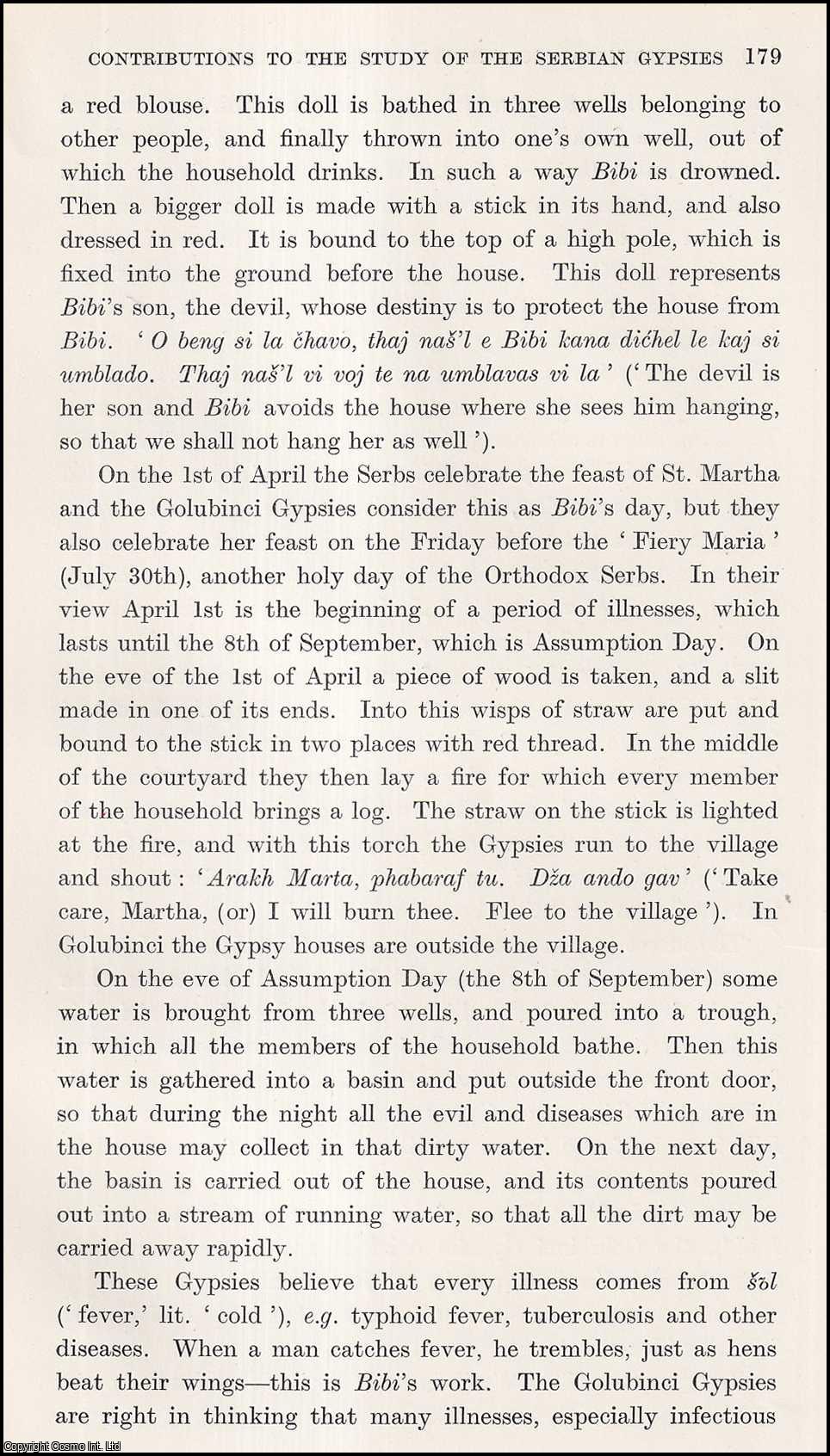 Alexander Petrovic - The Cult of Bibi by the Gypsies of Golubinci; Contributions (part 13) to the Studies of Serbian Gypsies. An uncommon original article from the Journal of the Gypsy Lore Society, 1939.