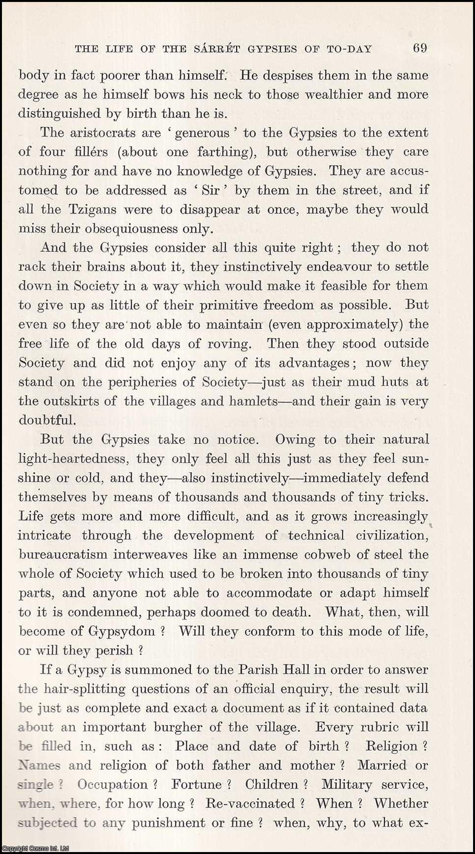 Istvan Nagy - The Life of the Sarret (Hungarian) Gypsies Today. An uncommon original article from the Journal of the Gypsy Lore Society, 1940.