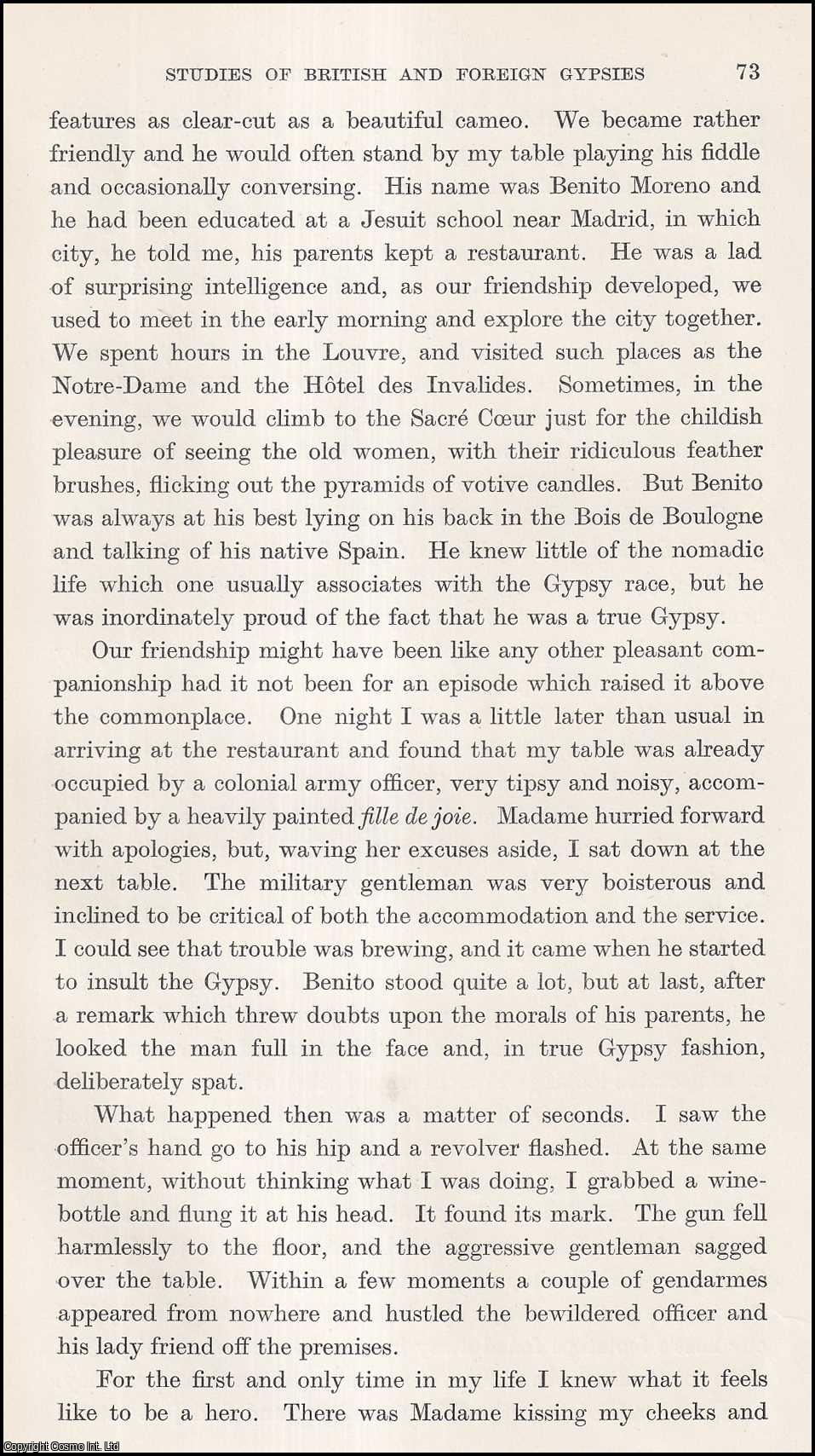 Frederick Cowles - Benito Moreno, a Spanish Gypsy Musician: Character Studies of British and Foreign Gypsies. An uncommon original article from the Journal of the Gypsy Lore Society, 1941.