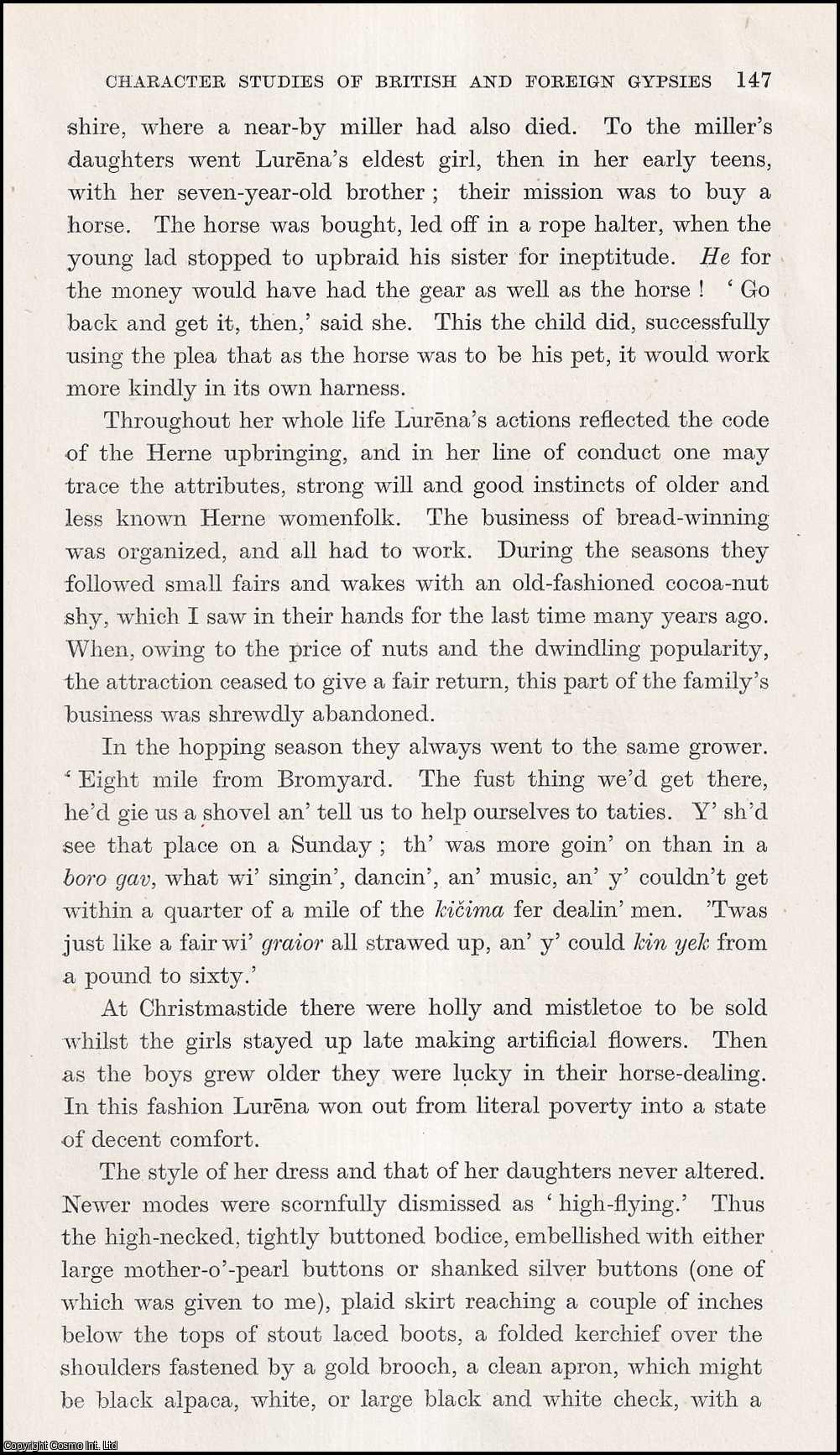 John Myers - Lurena, a Gypsy Mother: Character Studies of British and Foreign Gypsies. An uncommon original article from the Journal of the Gypsy Lore Society, 1941.
