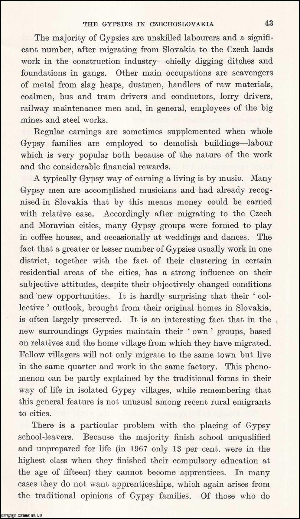 Dr. Eva Davidova - The Gypsies (part 2) in Czechoslovakia. An uncommon original article from the Journal of the Gypsy Lore Society, 1971.