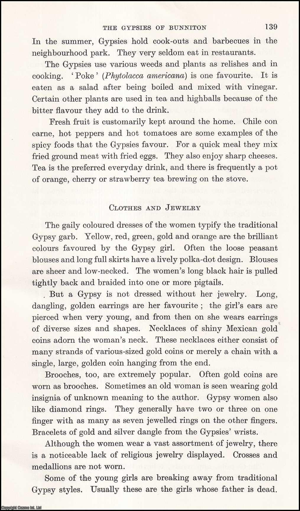 Gary E. Polster - The Gypsies of Bunniton (South Chicago, part 1). An uncommon original article from the Journal of the Gypsy Lore Society, 1971.
