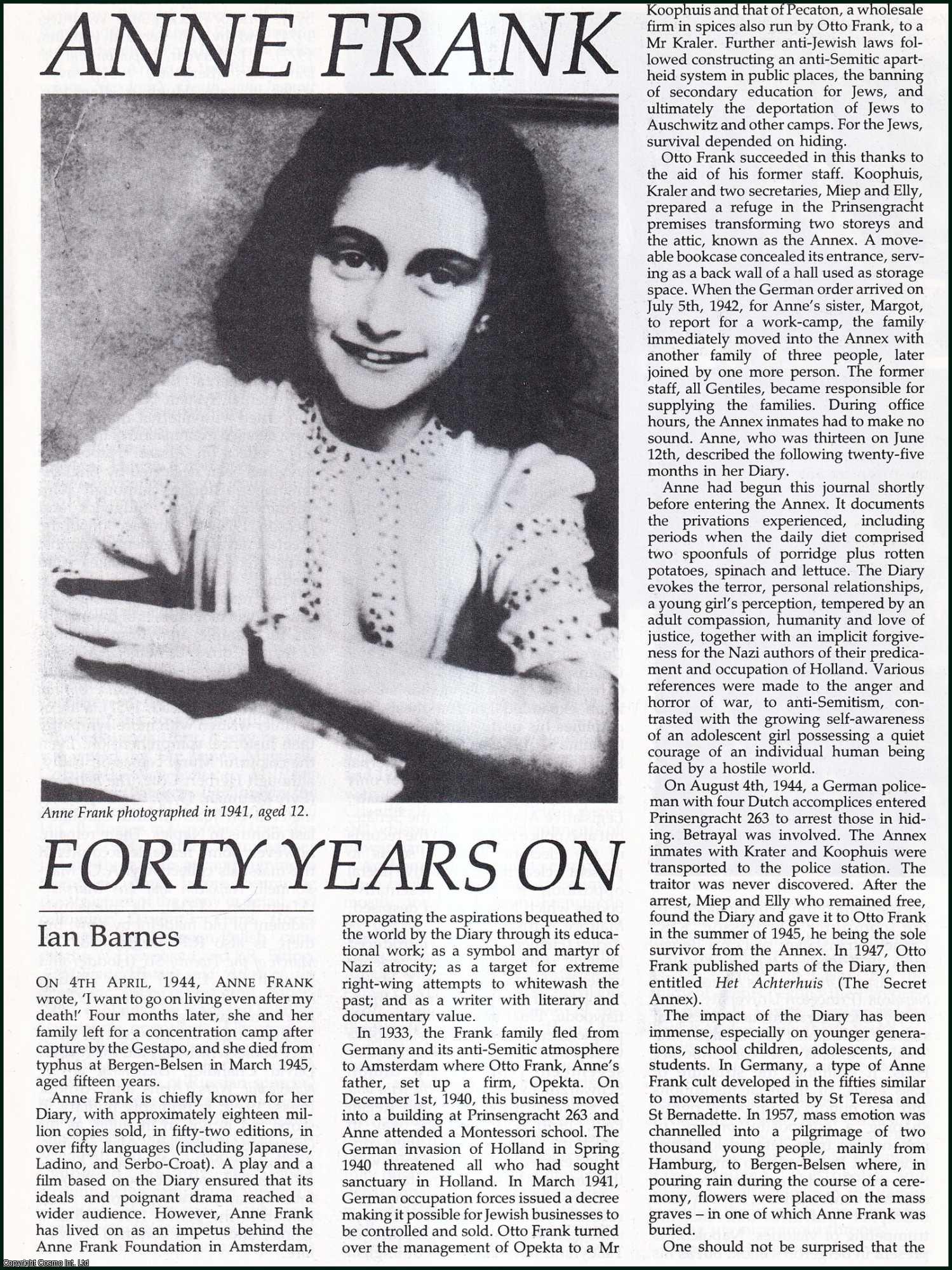 Ian Barnes - Anne Frank; Forty Years On. An original article from History Today, 1985.