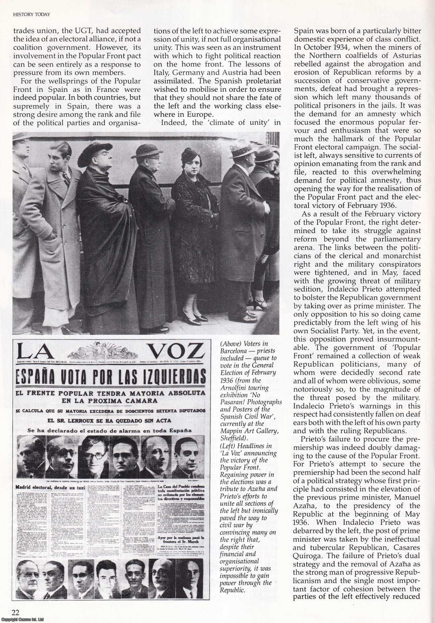 Helen Graham - Spain - The Road to a Popular Front. An original article from History Today, 1986.