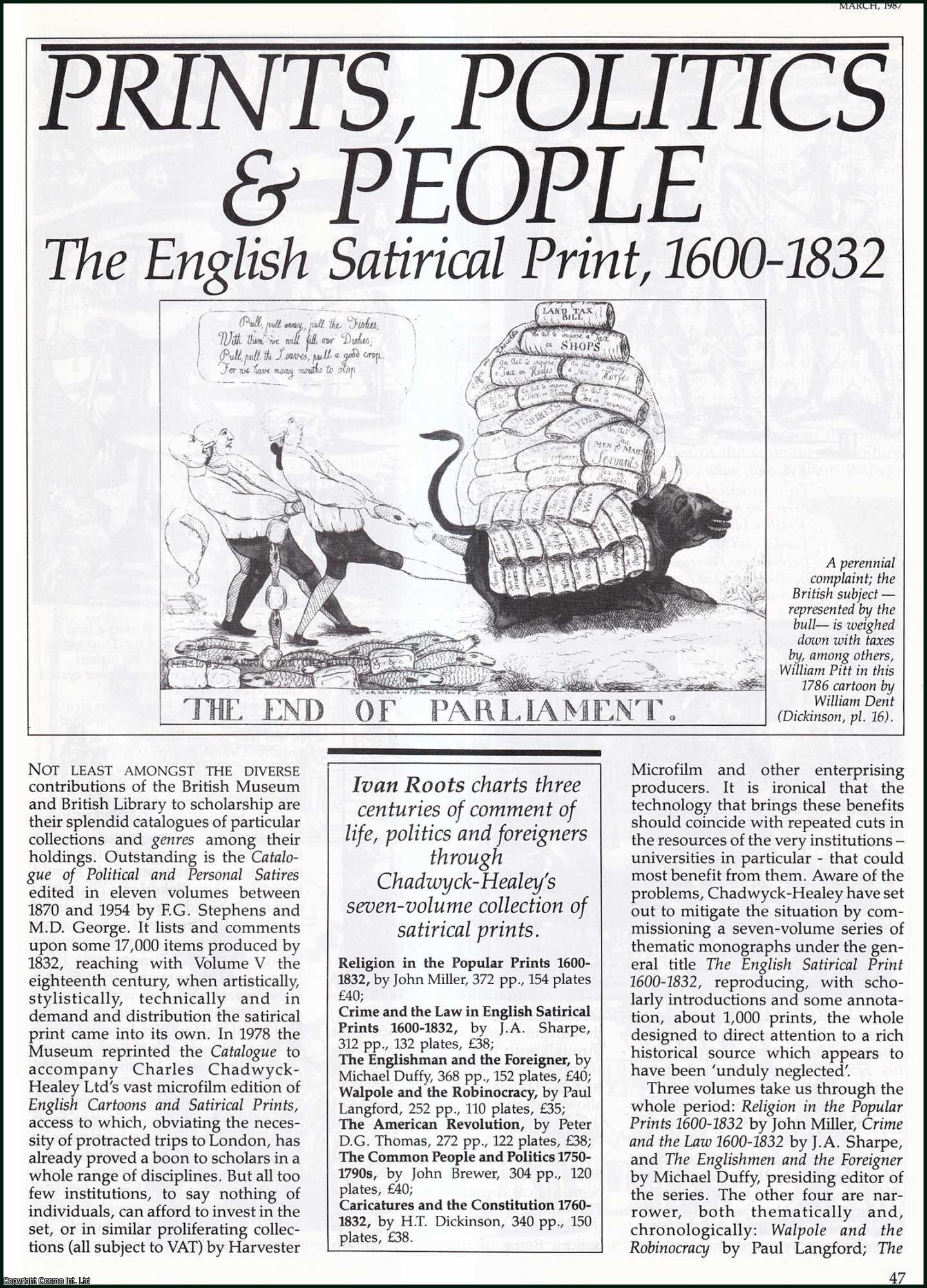 Ivan Roots - Prints, Politics and People: The English Satirical Print, 1600-1832. An original article from History Today, 1987.