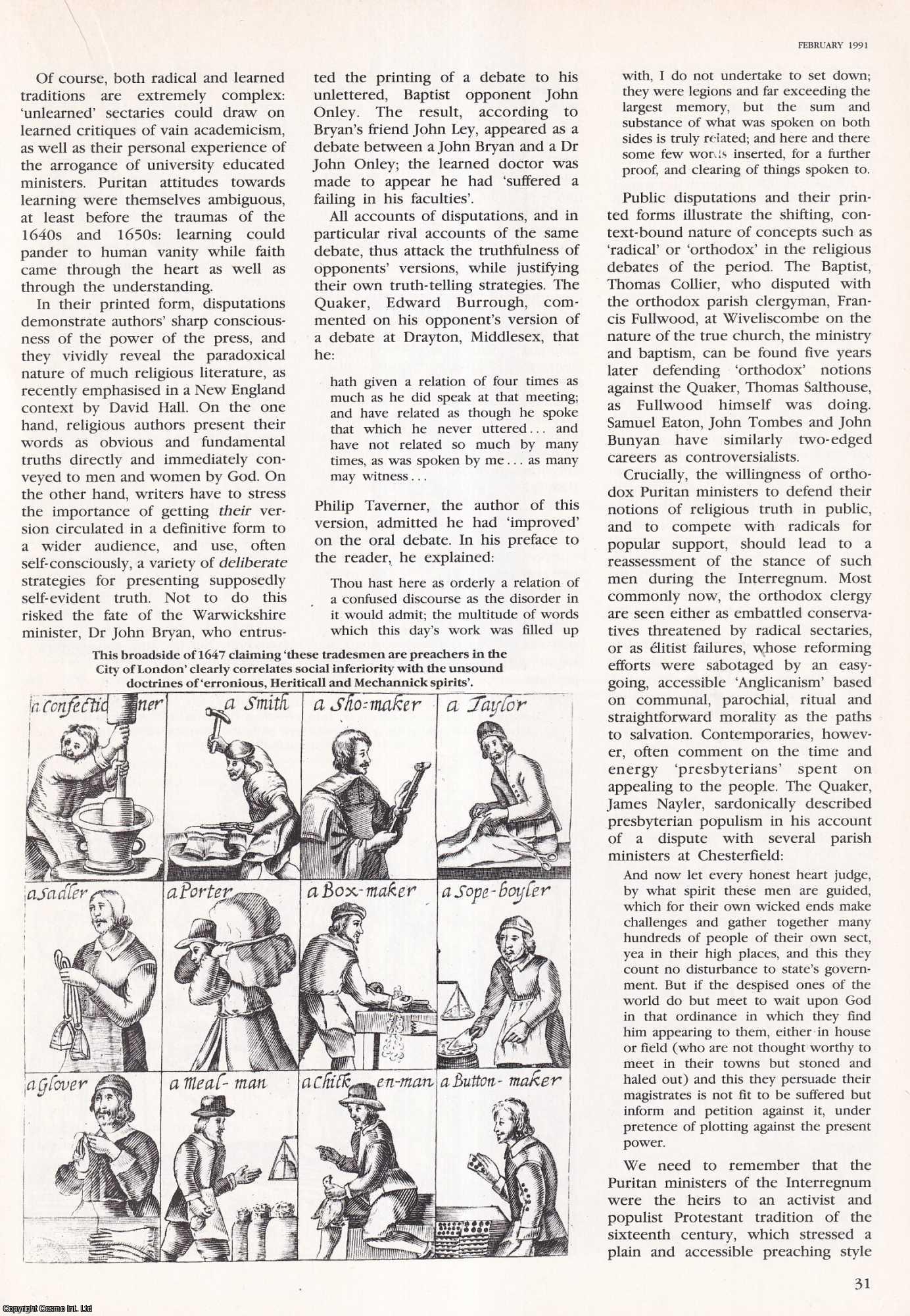 Ann Hughes - Public Disputations, Pamphlets and Polemic, 1649-60. An original article from History Today, 1991.