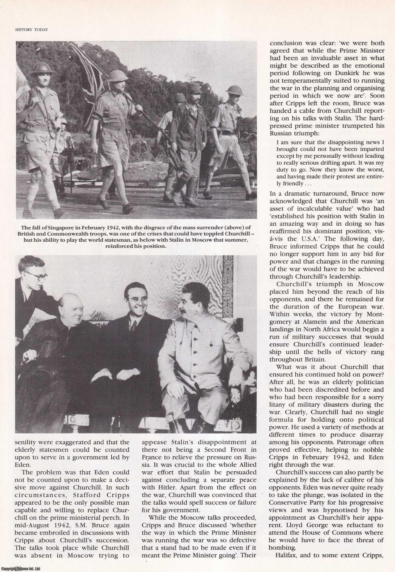 David Day - Churchill and His War Rivals. An original article from History Today, 1991.