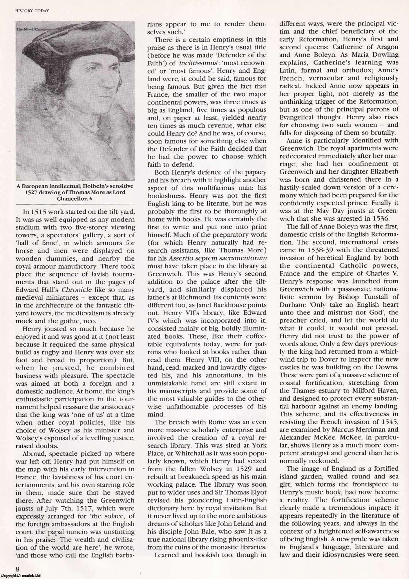 David Starkey - Destruction and Renewal: An Introduction to Henry VIII. An original article from History Today, 1991.