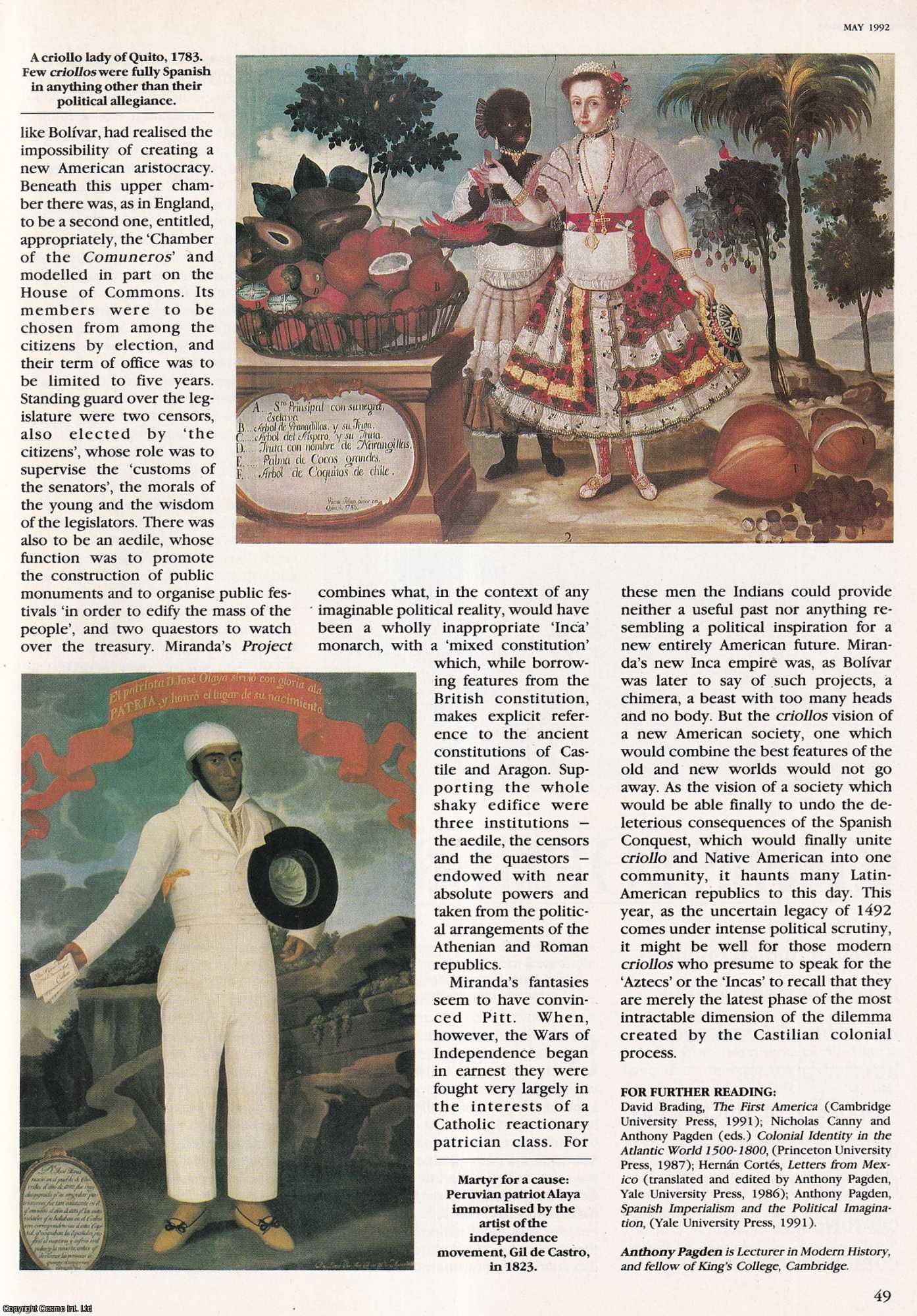 Anthony Pagden - Fabricating Identity in Spanish America. An original article from History Today, 1992.