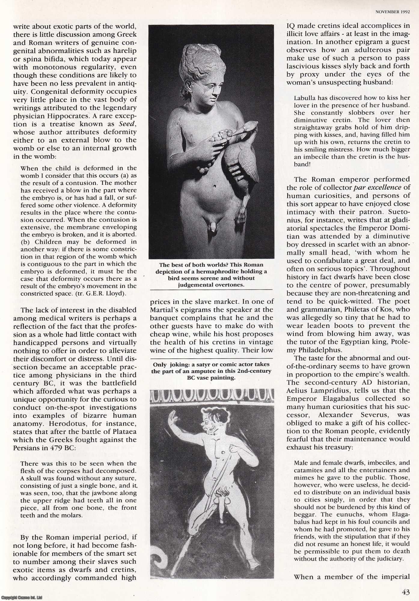Robert Garland - Deformity and Disfigurement in the Graeco-Roman World. An original article from History Today, 1992.