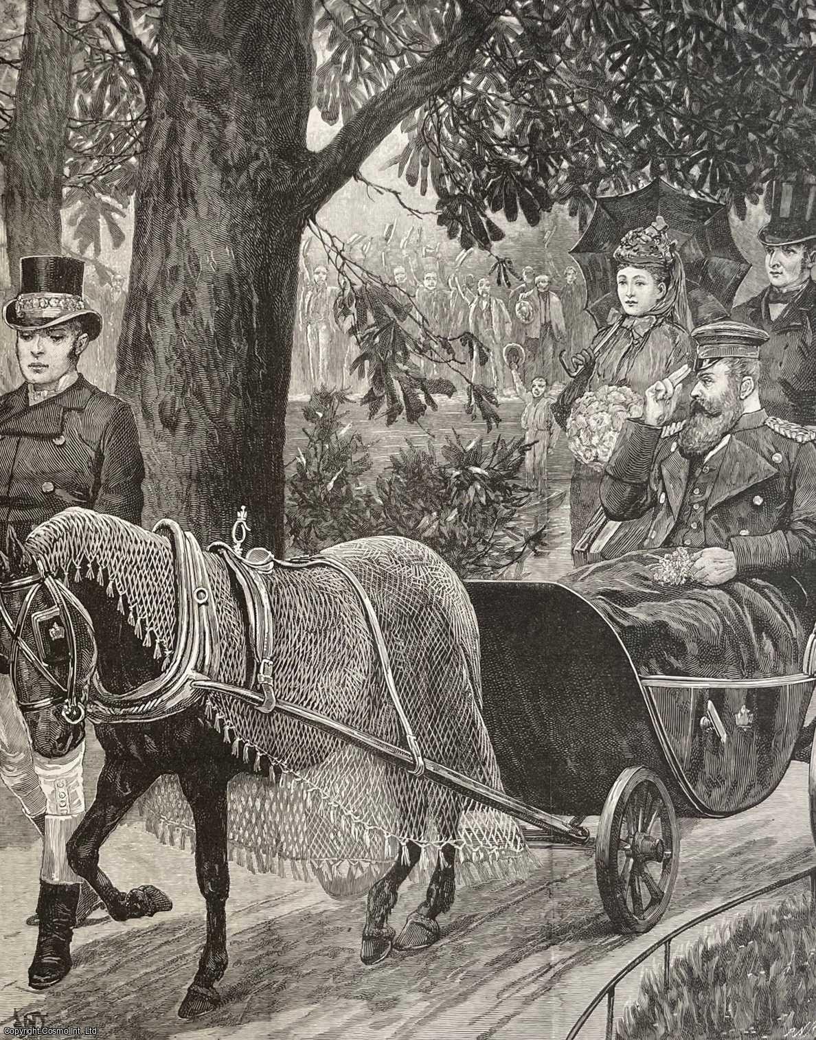 GERMANY - The Emperor of Germany Taking His Daily Drive in the Park at Charlottenburg. An original print from the Illustrated London News, 1888.
