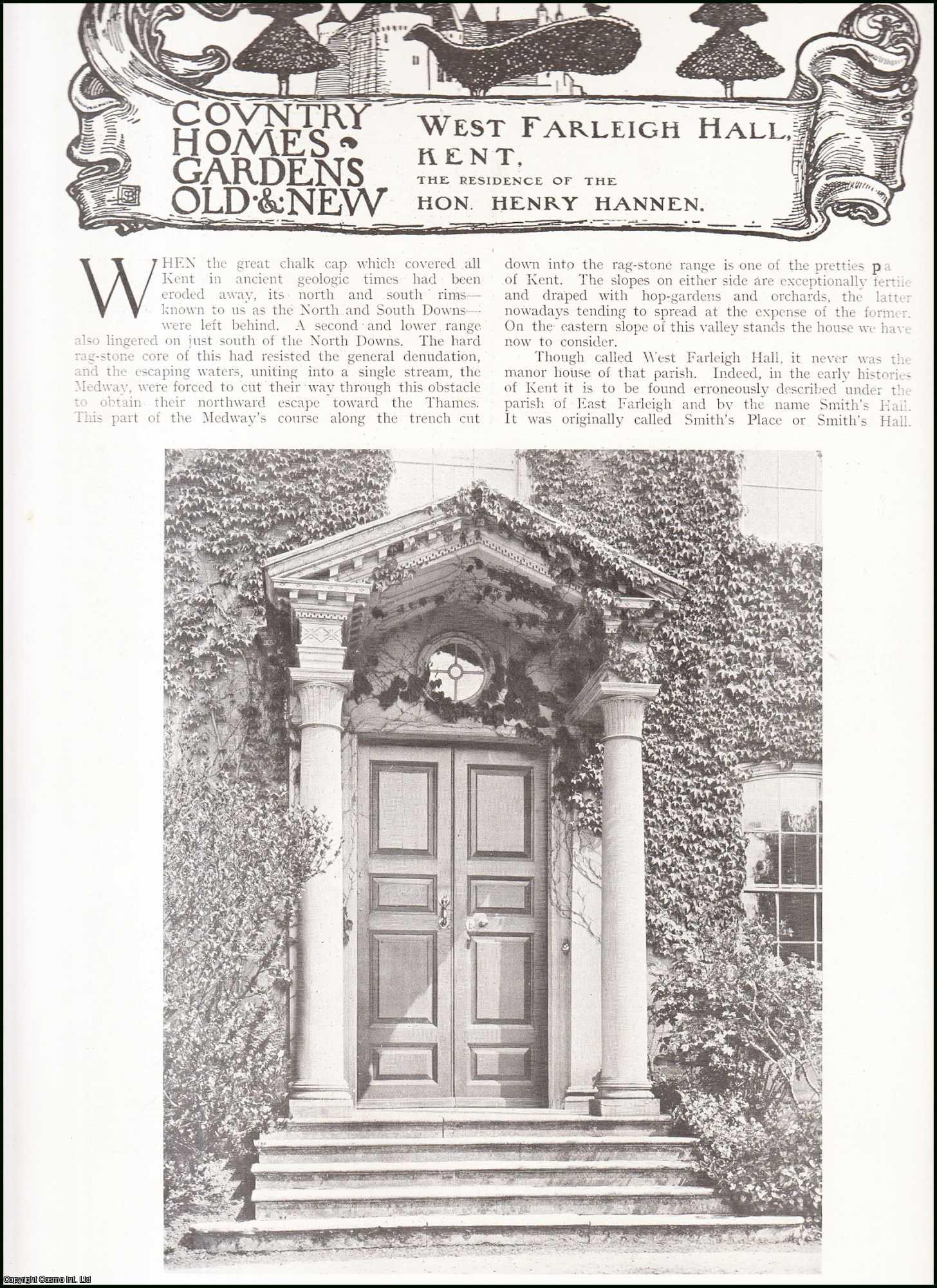 Country Life Magazine - West Farleigh Hall, Kent. The Residence of The Hon. Henry Hannen. Several pictures and accompanying text, removed from an original issue of Country Life Magazine, 1918.