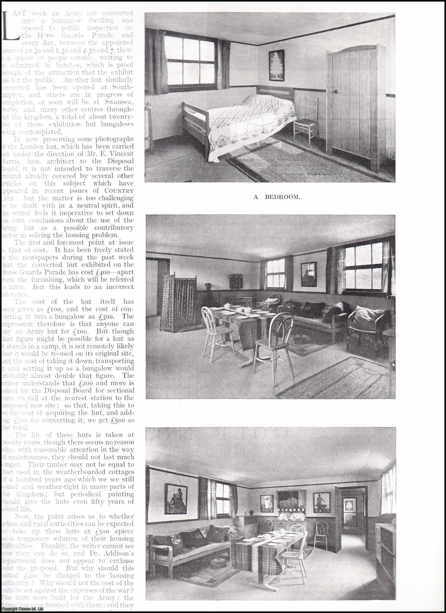 Country Life Magazine - The Army Hut as Bungalow. Several pictures and accompanying text, removed from an original issue of Country Life Magazine, 1919.
