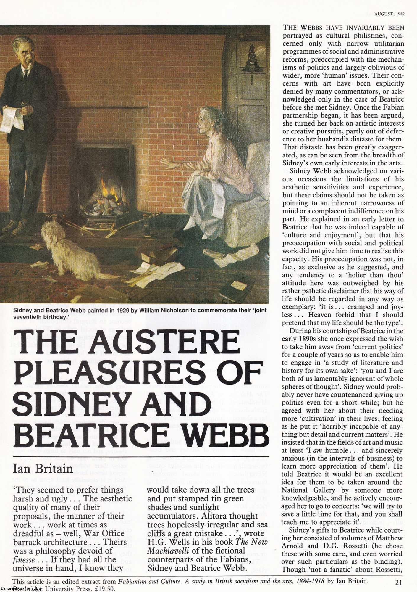 Ian Britain - The Austere Pleasures of Fabians Sidney and Beatrice Webb. An original article from History Today, 1982.