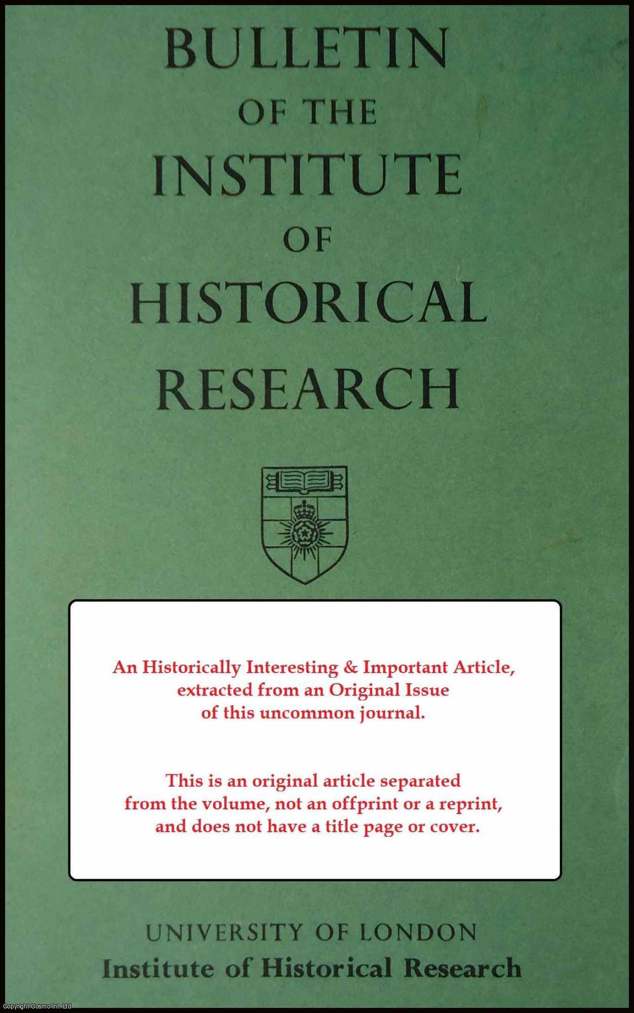 C.H. Firth - The undeserved neglect of Earlier English Historians by their Successors. An original article from the Bulletin of the Institute of Historical Research, 1928.