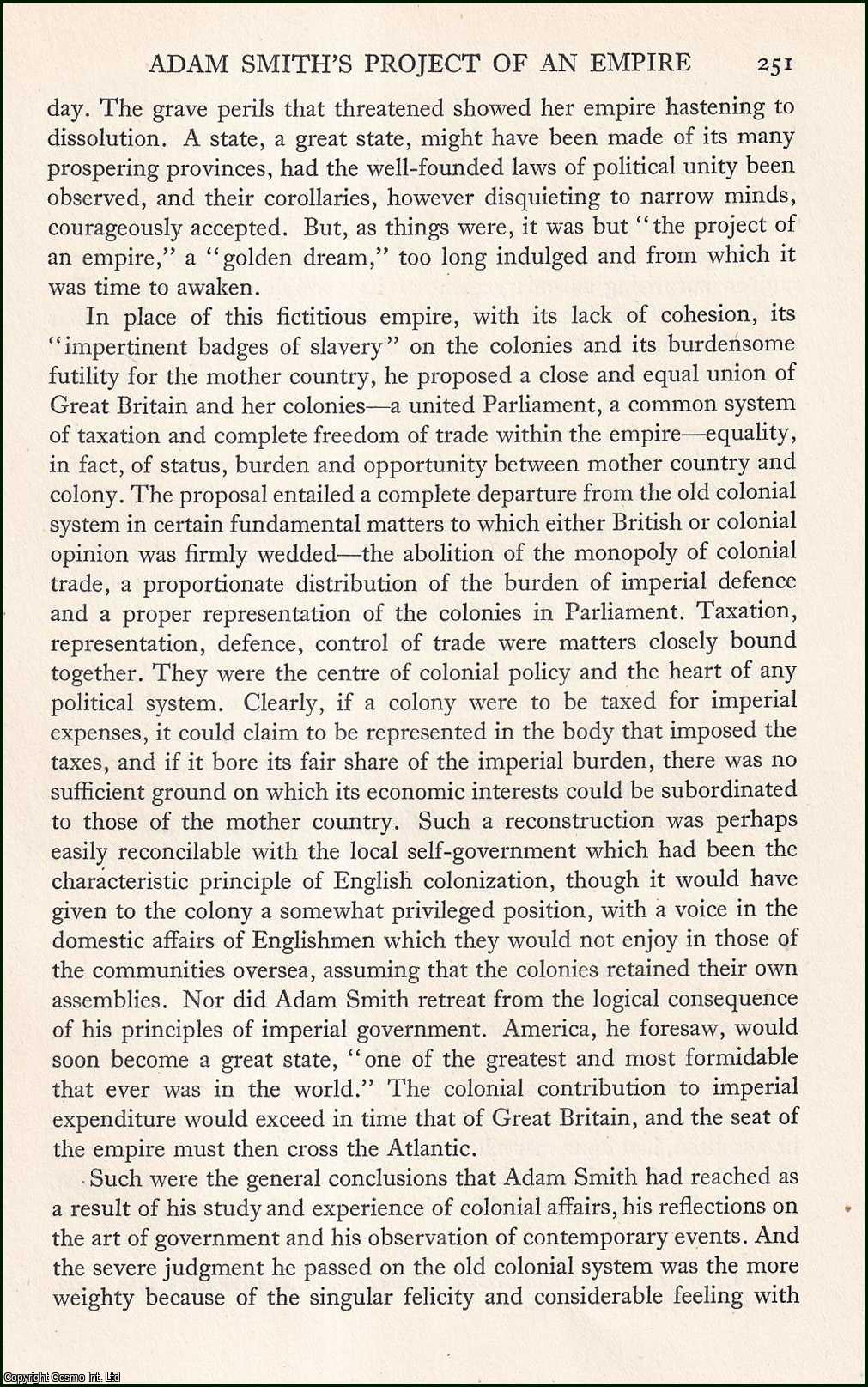 E.A. Benians - Adam Smith's Project of an Empire. An original article from the Cambridge Historical Journal, 1925.