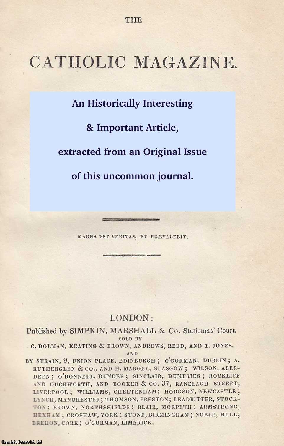 Philip Fisher - Biographical Sketches of Father Andrew White and His Companions: The First Missionaries of Maryland. An original article from the Catholic Magazine 1841.