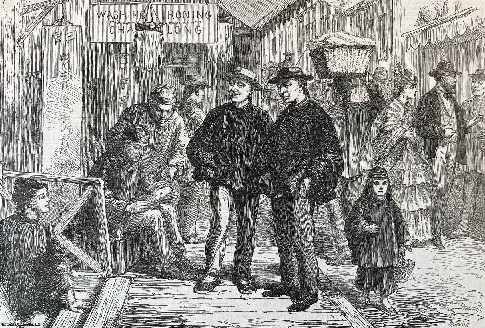 IMMIGRATION USA - The Chinese in San Francisco. An original print from the Illustrated London News, 1875.