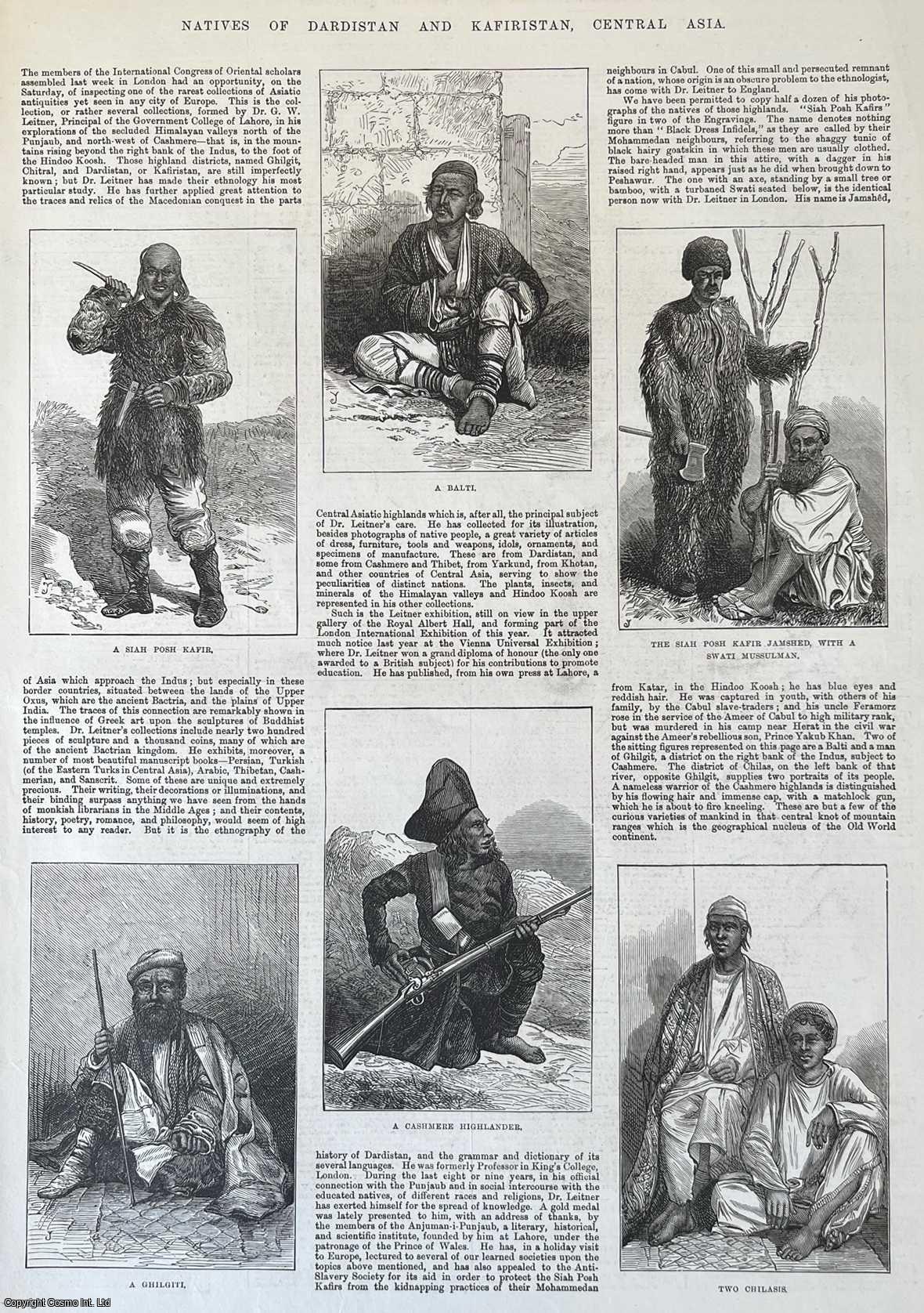 DARDISTAN - Natives of Dardistan and Kafiristan, Central Asia. An original print from the Illustrated London News, 1874.