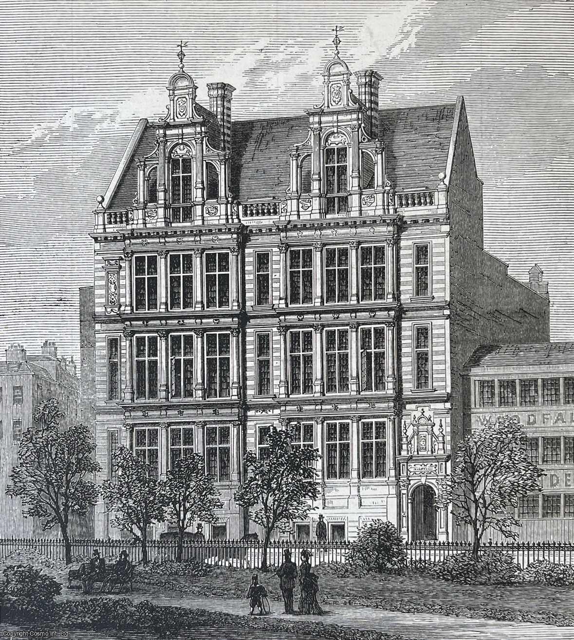 LONDON - New Offices of the London School Board, Thames Embankment, London. An original print from the Illustrated London News, 1874.