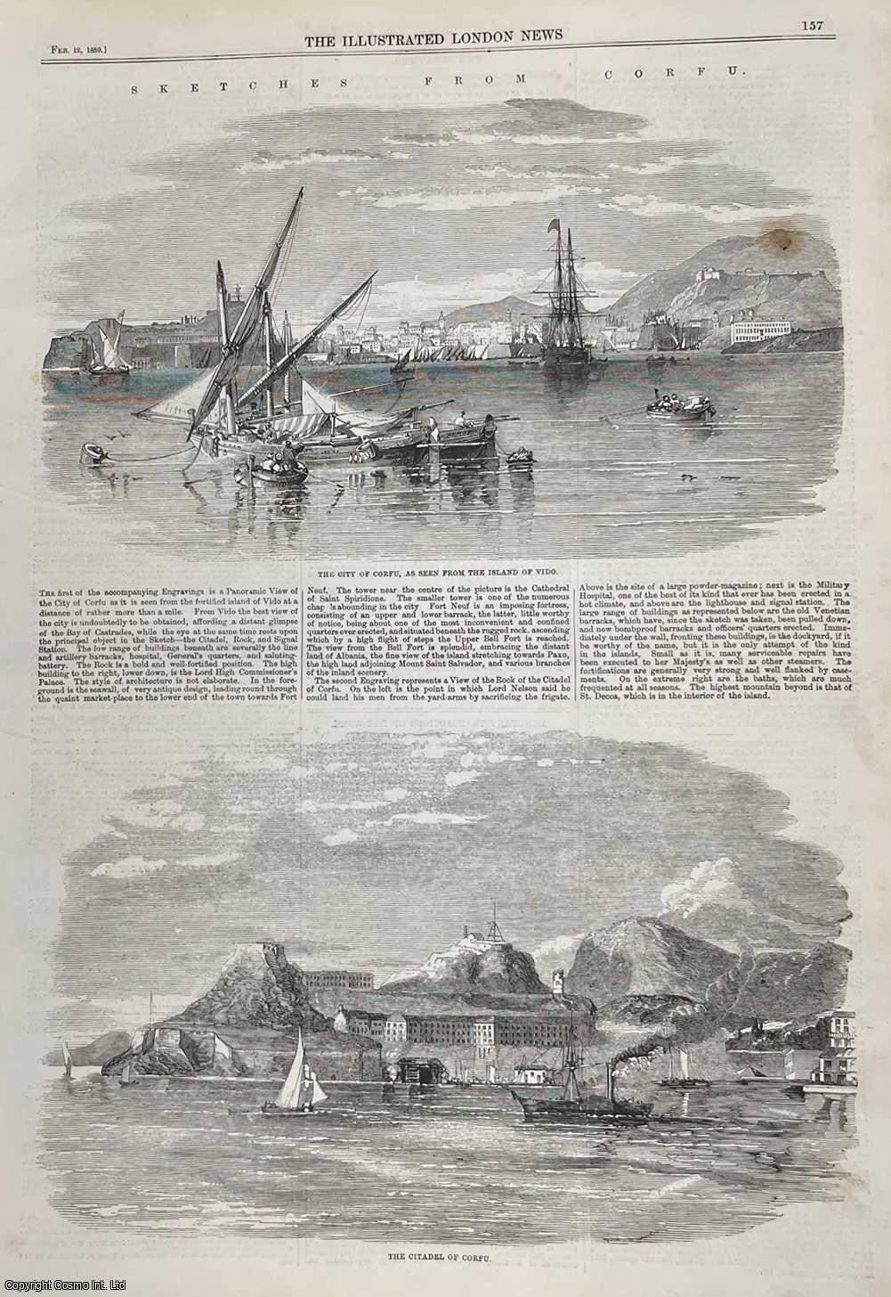 CORFU - Sketches from Corfu. A collection of original woodcut engravings, with accompanying text from the Illustrated London News, 1859.